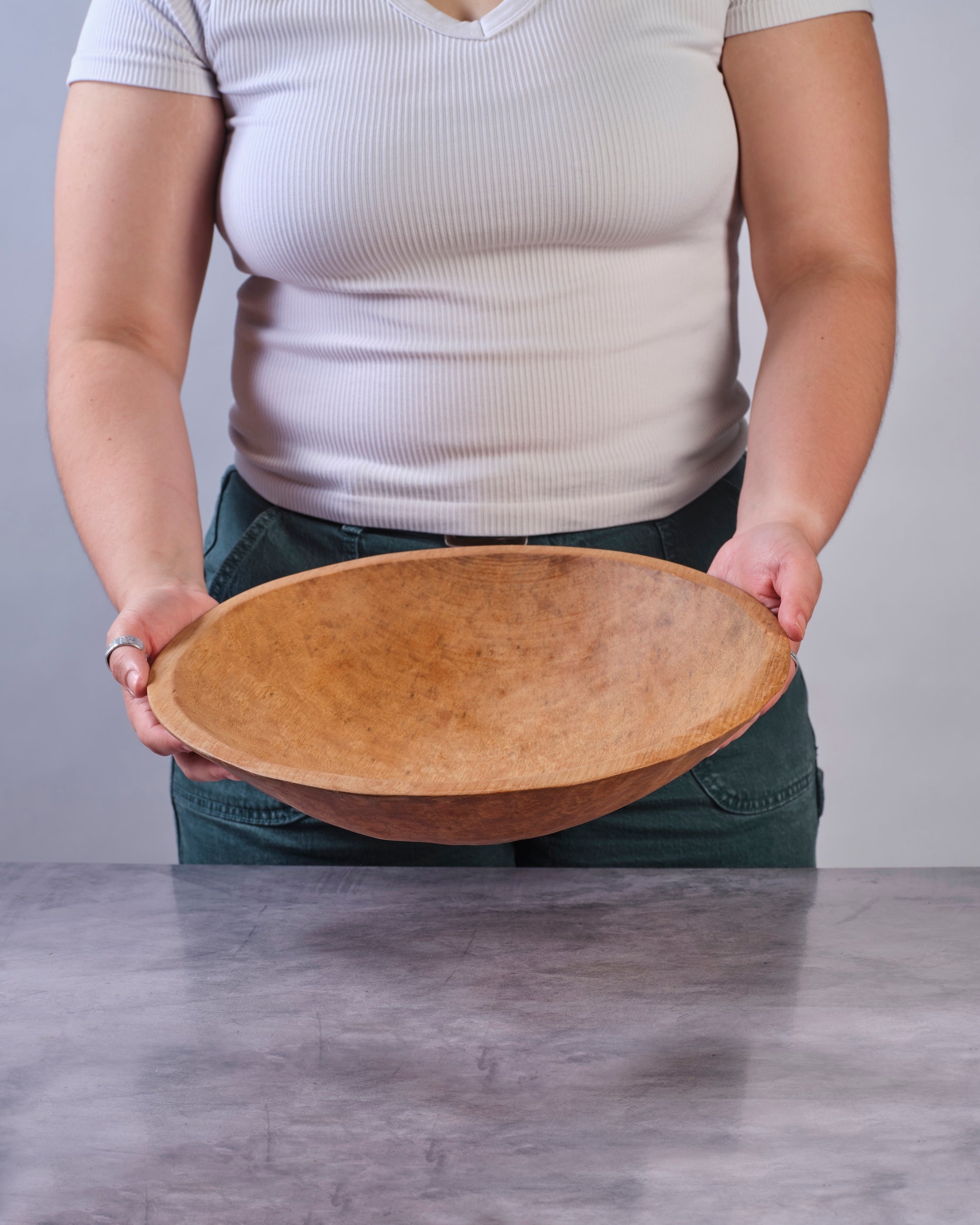 Terra Klay - Medium 14 inch Classic Round Wood Bowl
