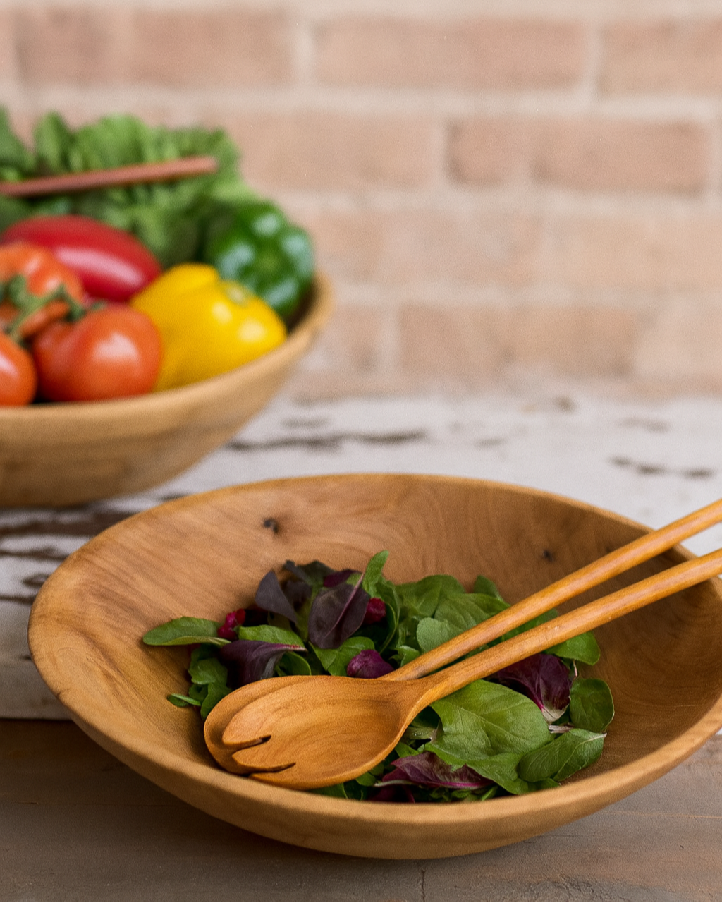 Terra Klay - Medium 14 inch Classic Round Wood Bowl