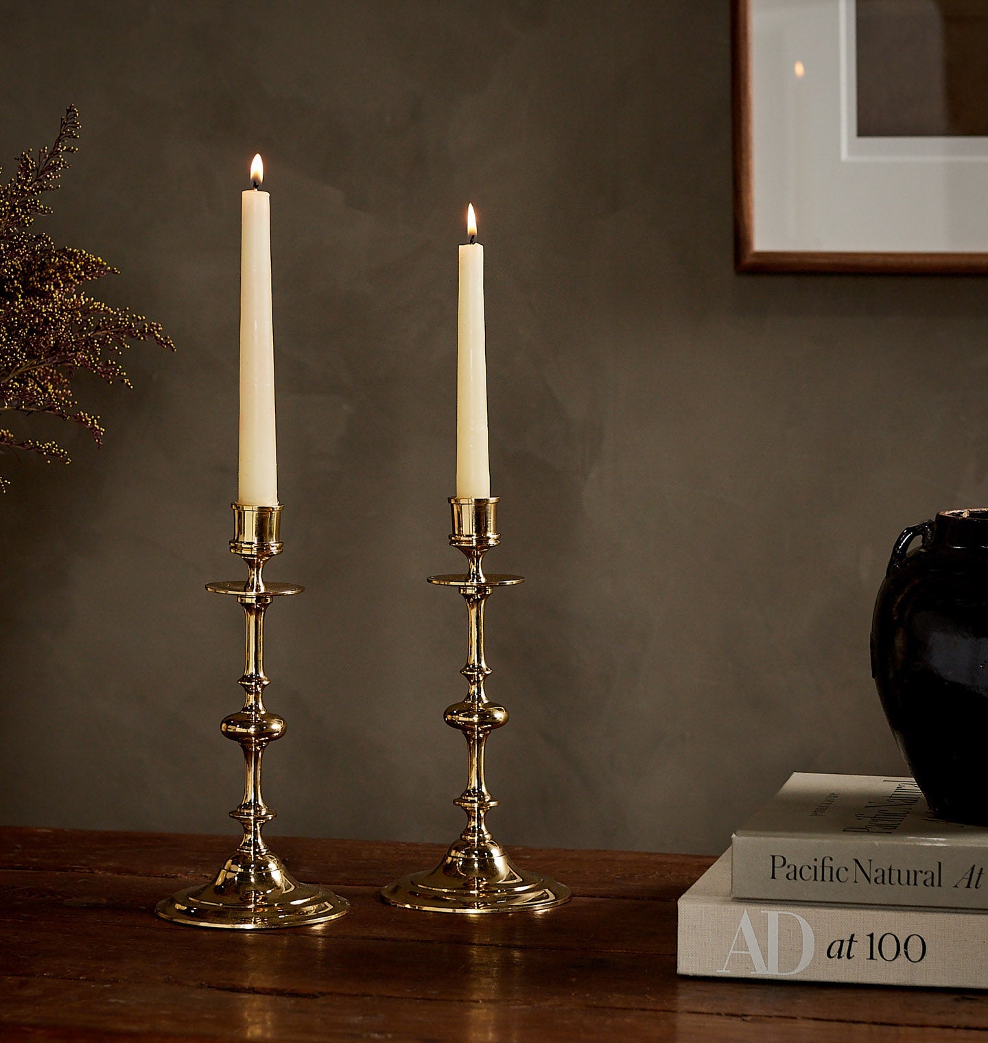 Amber Interiors - Oma Brass Taper Candlestick Holder