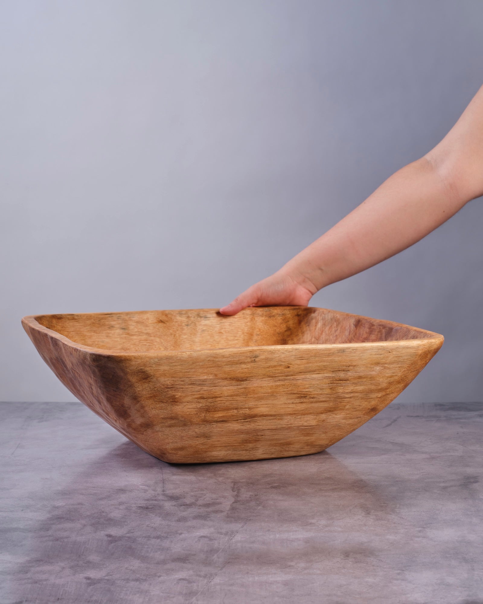 Terra Klay - Large 17 inch Nesting Square Wooden Bowl