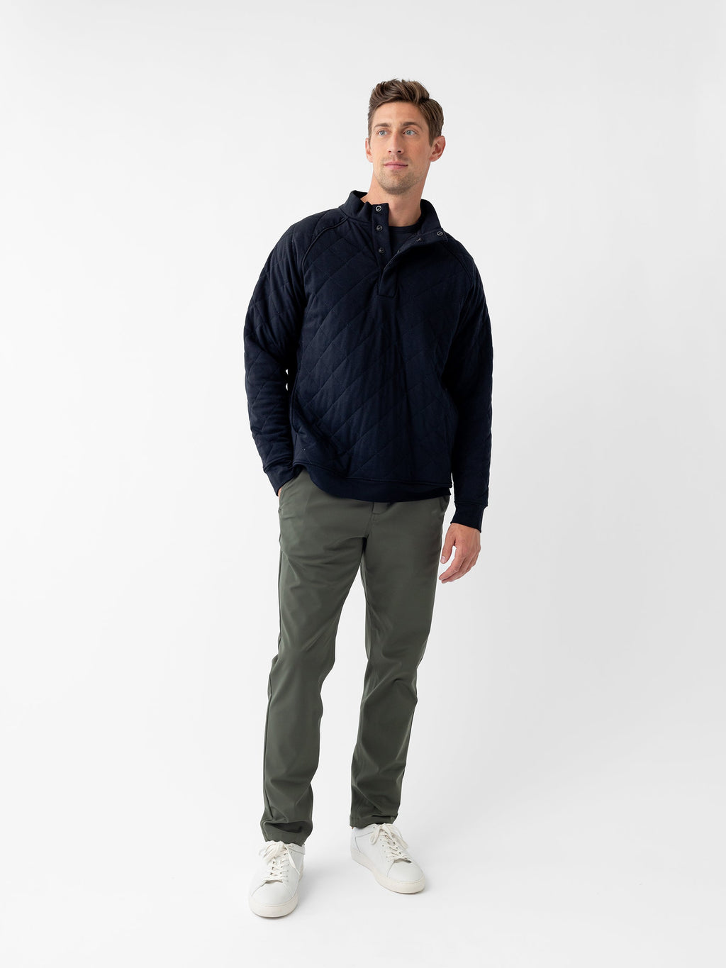 Cozy Earth - Men's Brushed Bamboo Quilted Snap Pullover - Last Chance