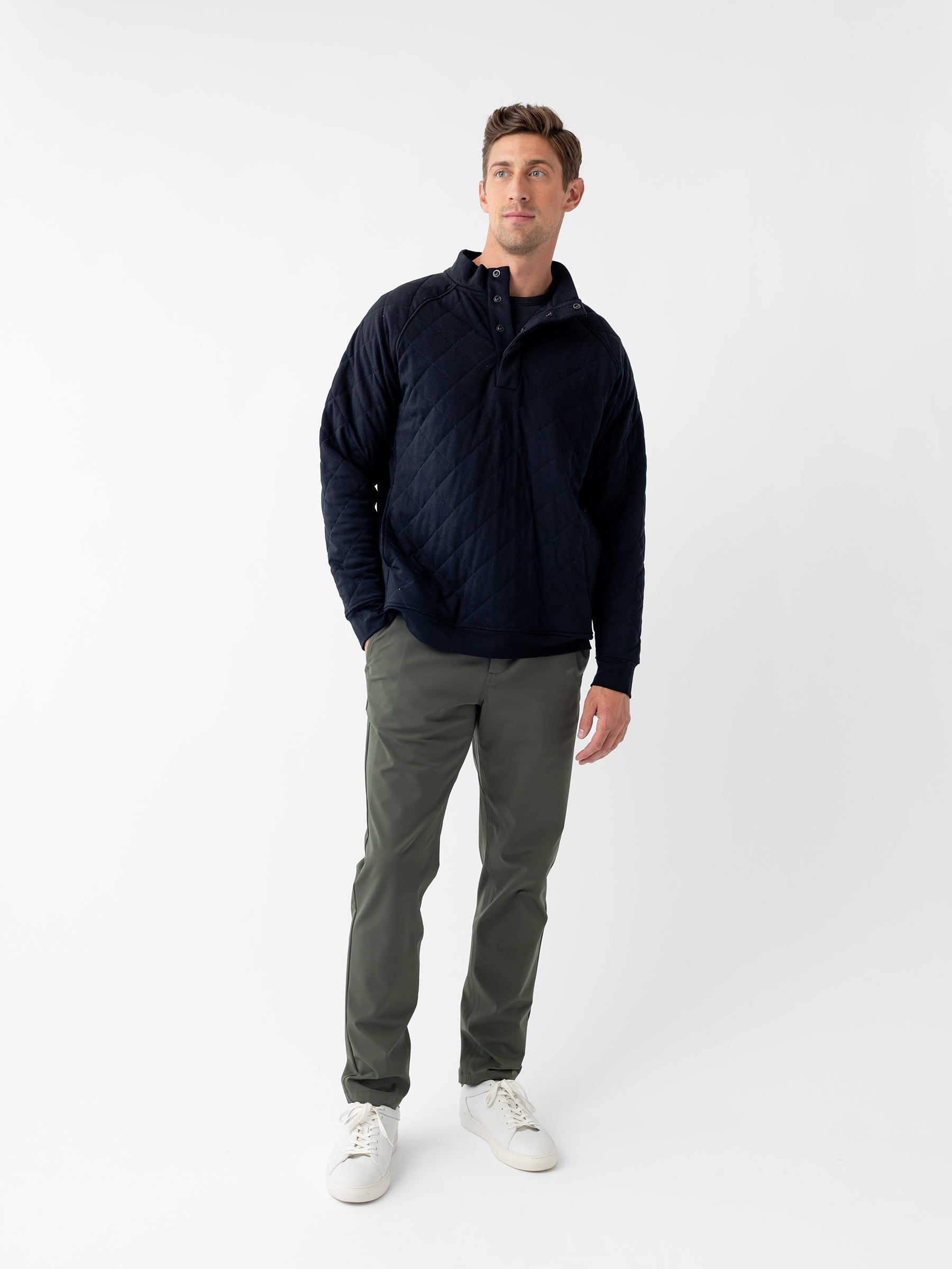 Cozy Earth - Men's Brushed Bamboo Quilted Snap Pullover - Last Chance