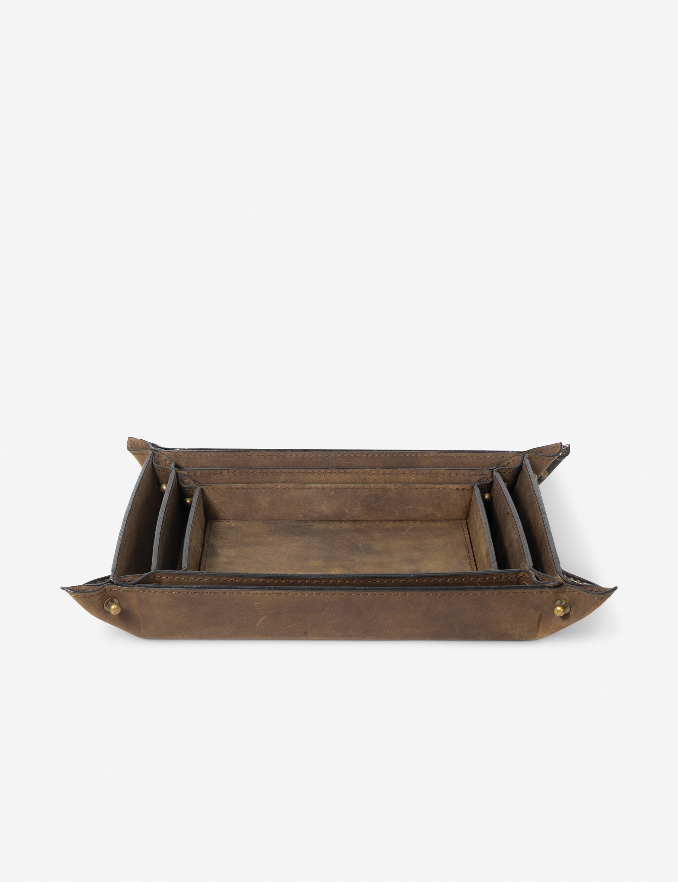 Lulu and Georgia - Derby Leather Trays (Set of 3) by Regina Andrew
