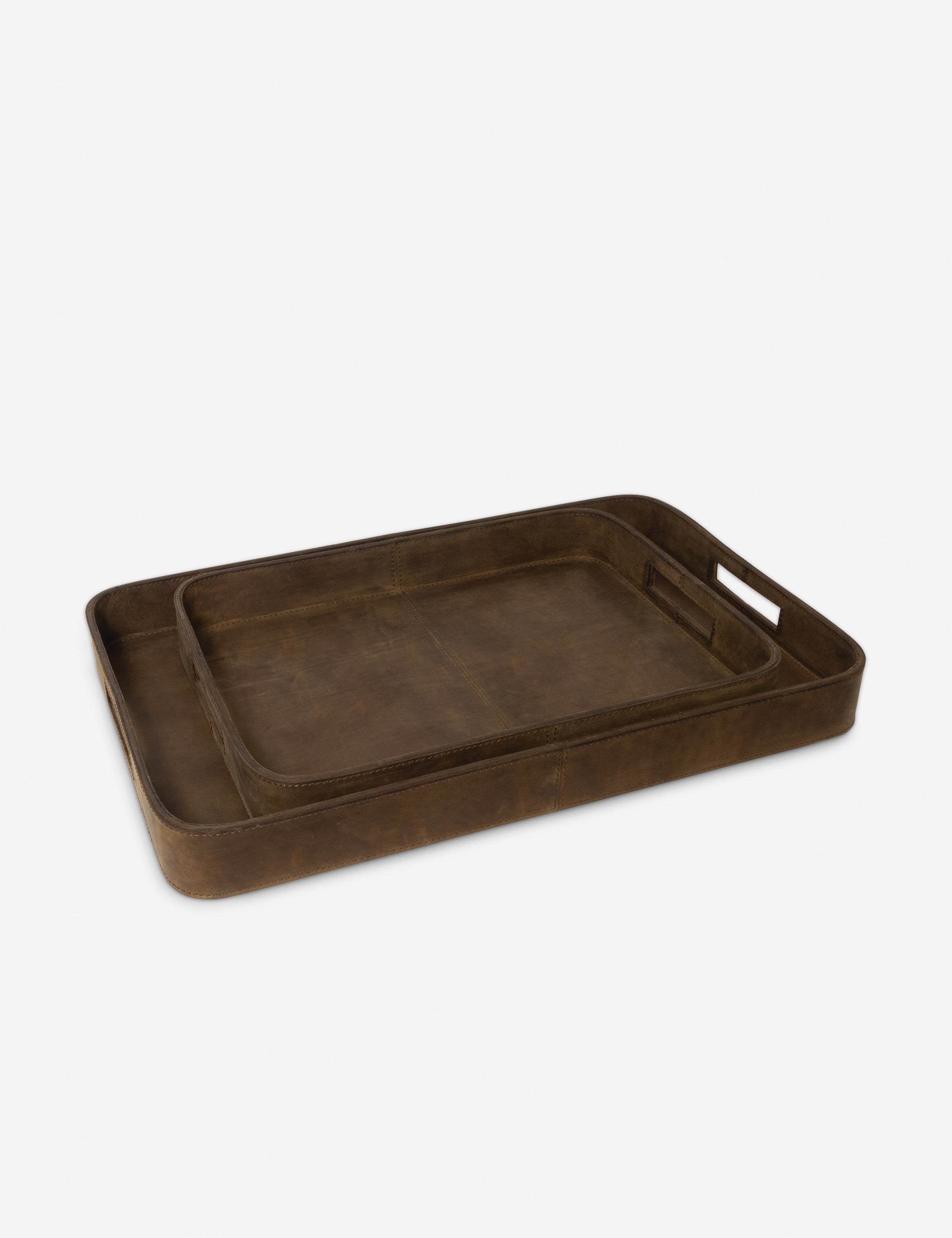 Lulu and Georgia - Derby Rectangular Leather Trays (Set of 2) by Regina Andrew