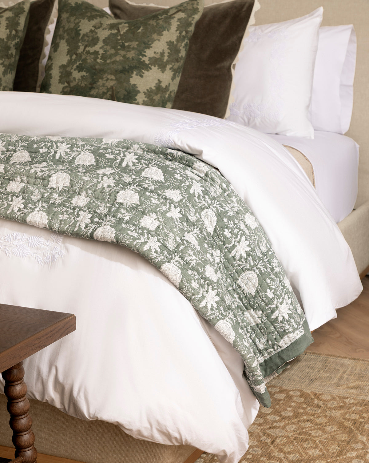McGee & Co - Audrey Sage Block Print Quilt