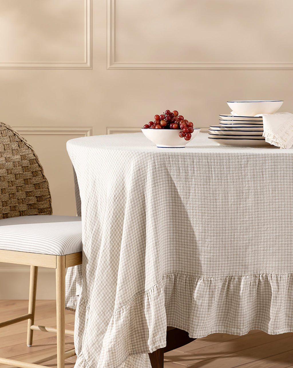 McGee & Co - Catania Linen Ruffle Tablecloth