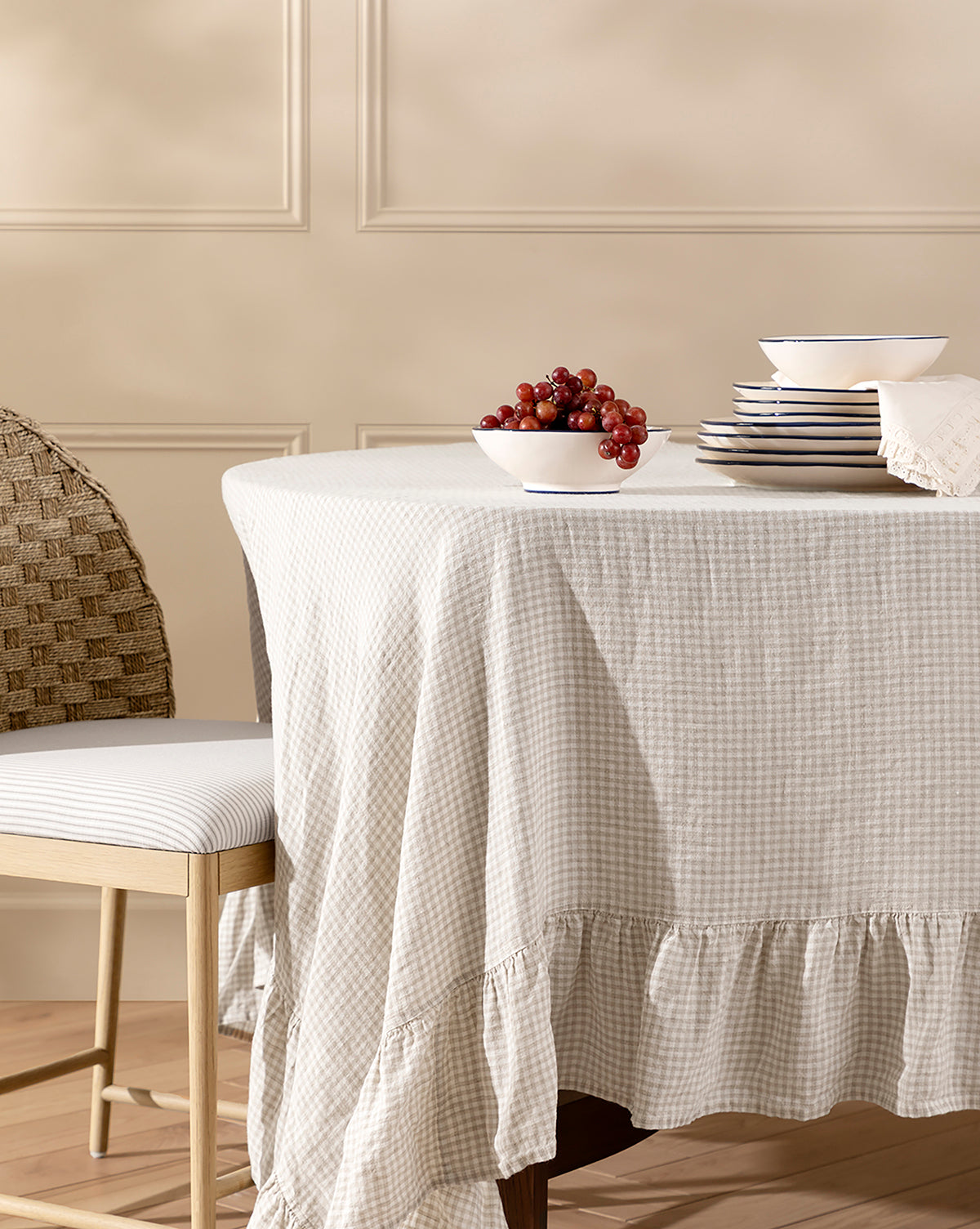 McGee & Co - Catania Linen Ruffle Tablecloth