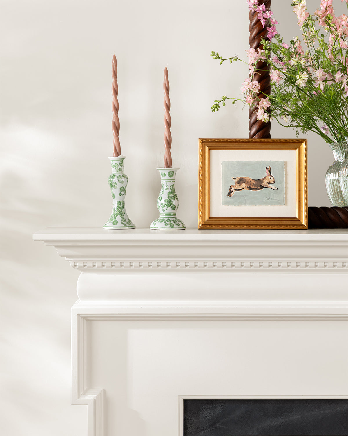 McGee & Co - Moss Floral Taper Holders (Set of 2)