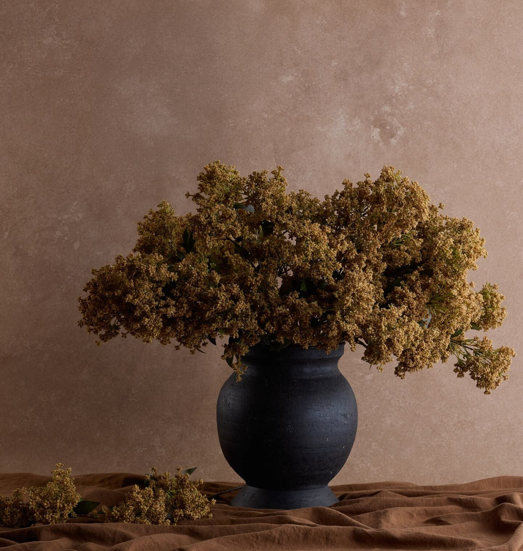 Amber Interiors - Faux Butterfly Bush Bundle in Large Barro Vase