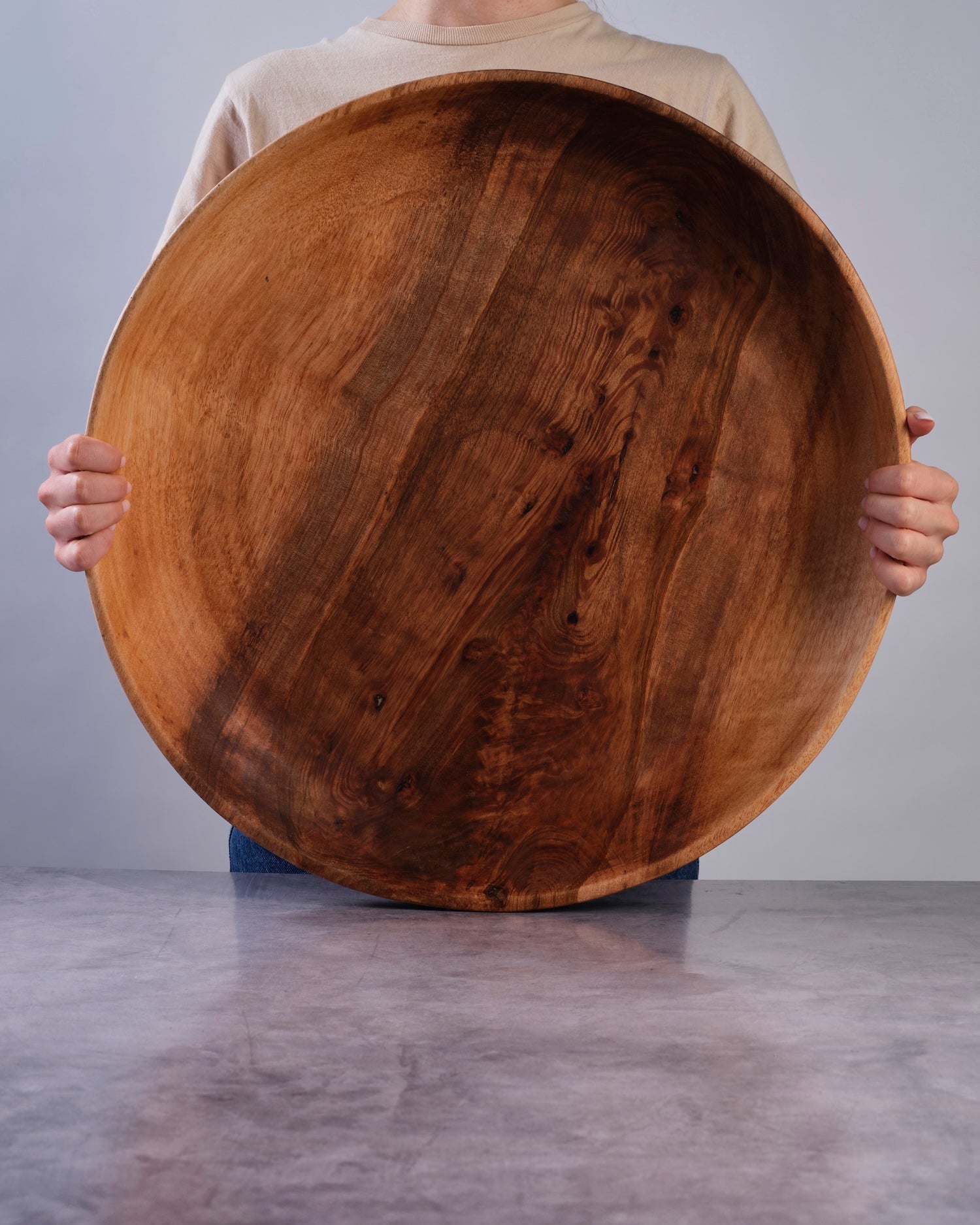 Terra Klay - XL 21 inch Shallow Serving Wood Bowl