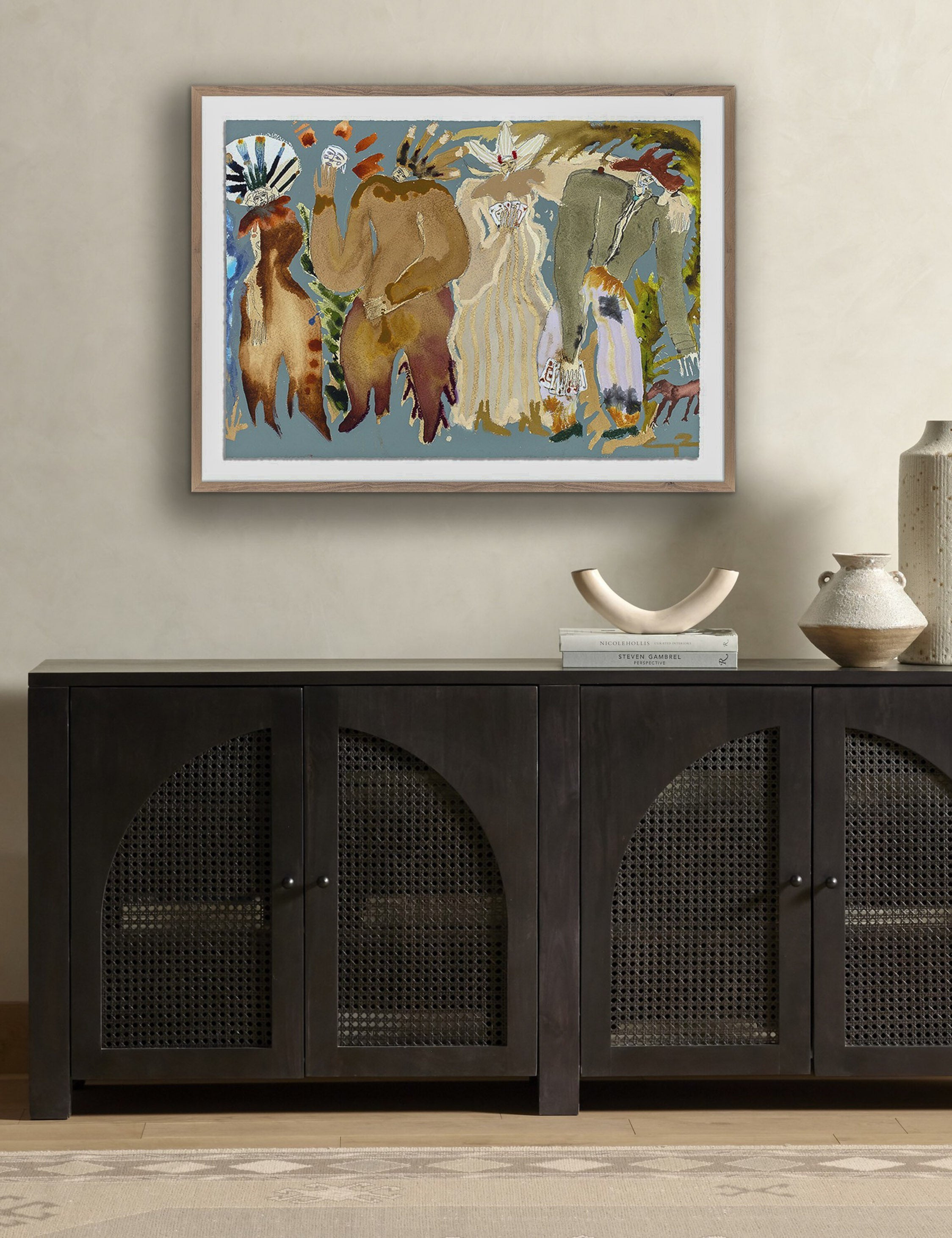 Lulu and Georgia - Masked (in Blue) Wall Art by Caroline Pinney