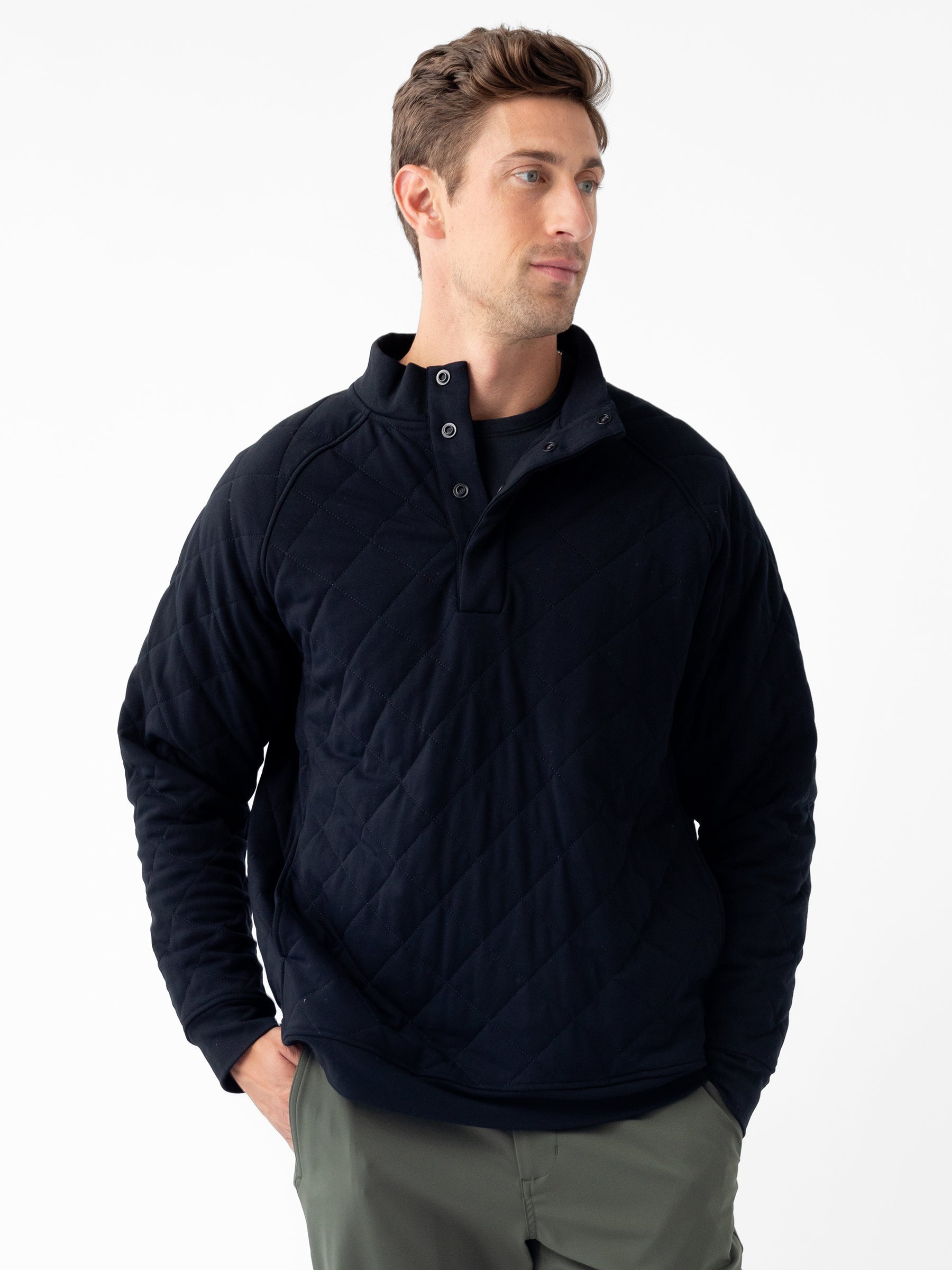 Cozy Earth - Men's Brushed Bamboo Quilted Snap Pullover - Last Chance