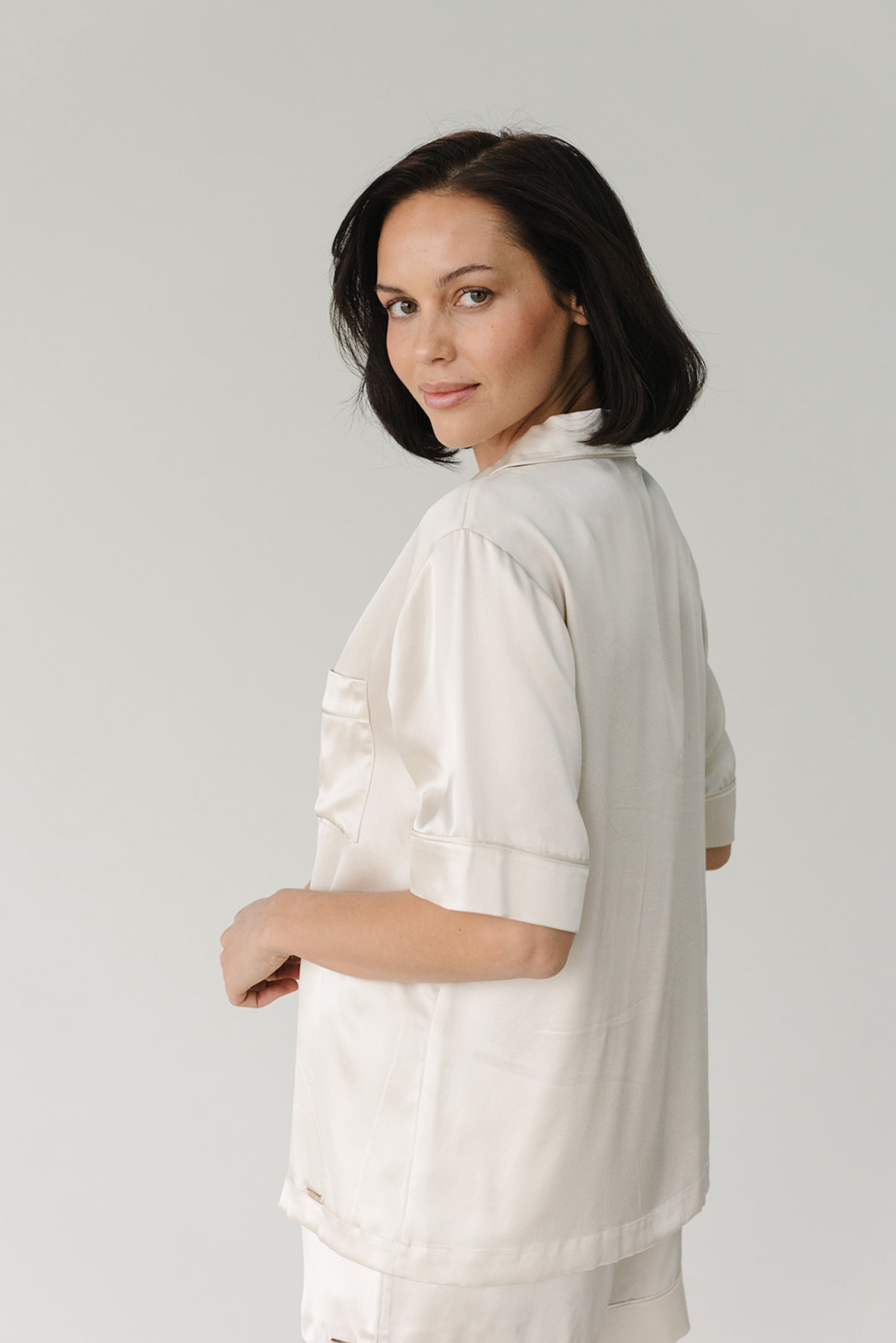 Cozy Earth - Serenity Silk Classic Short Sleeve Pajama Top - Last Chance