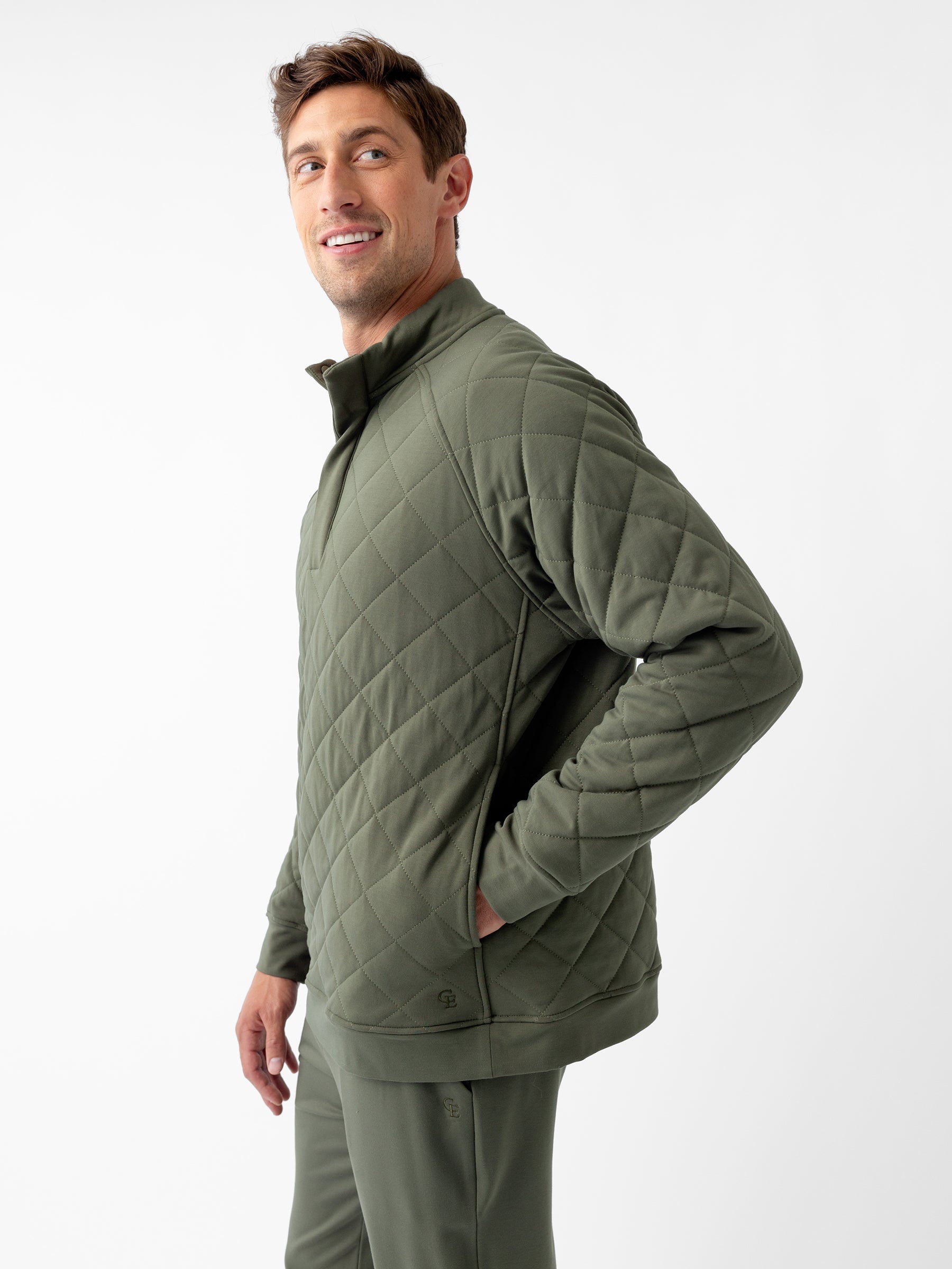 Cozy Earth - Men's Brushed Bamboo Quilted Snap Pullover - Last Chance