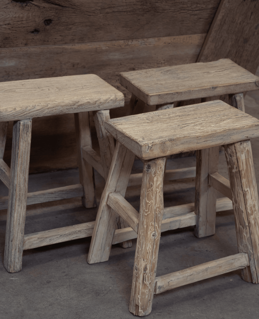 Olive Ateliers - Elm Wood Stool - White Wash