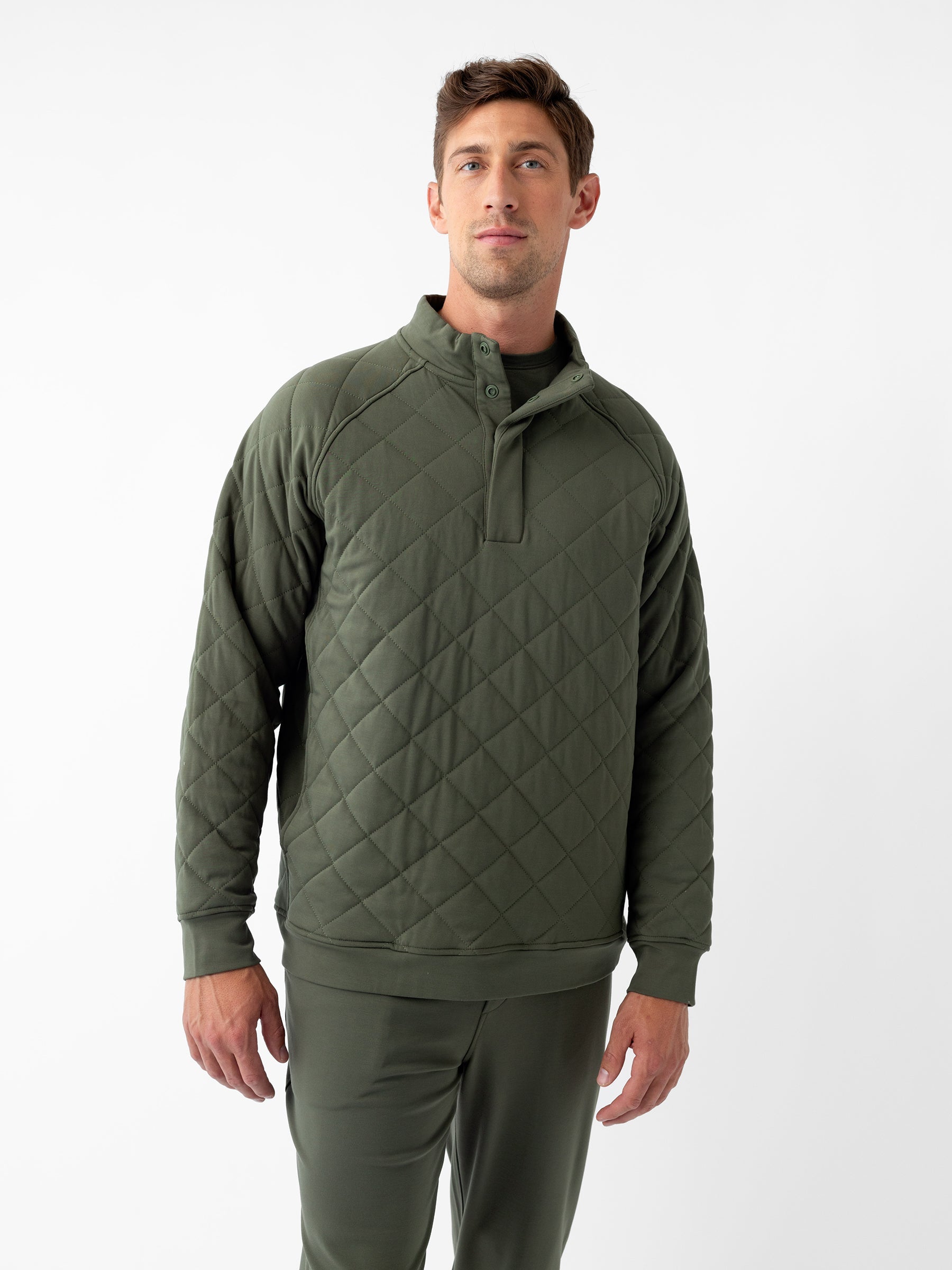 Cozy Earth - Men's Brushed Bamboo Quilted Snap Pullover - Last Chance