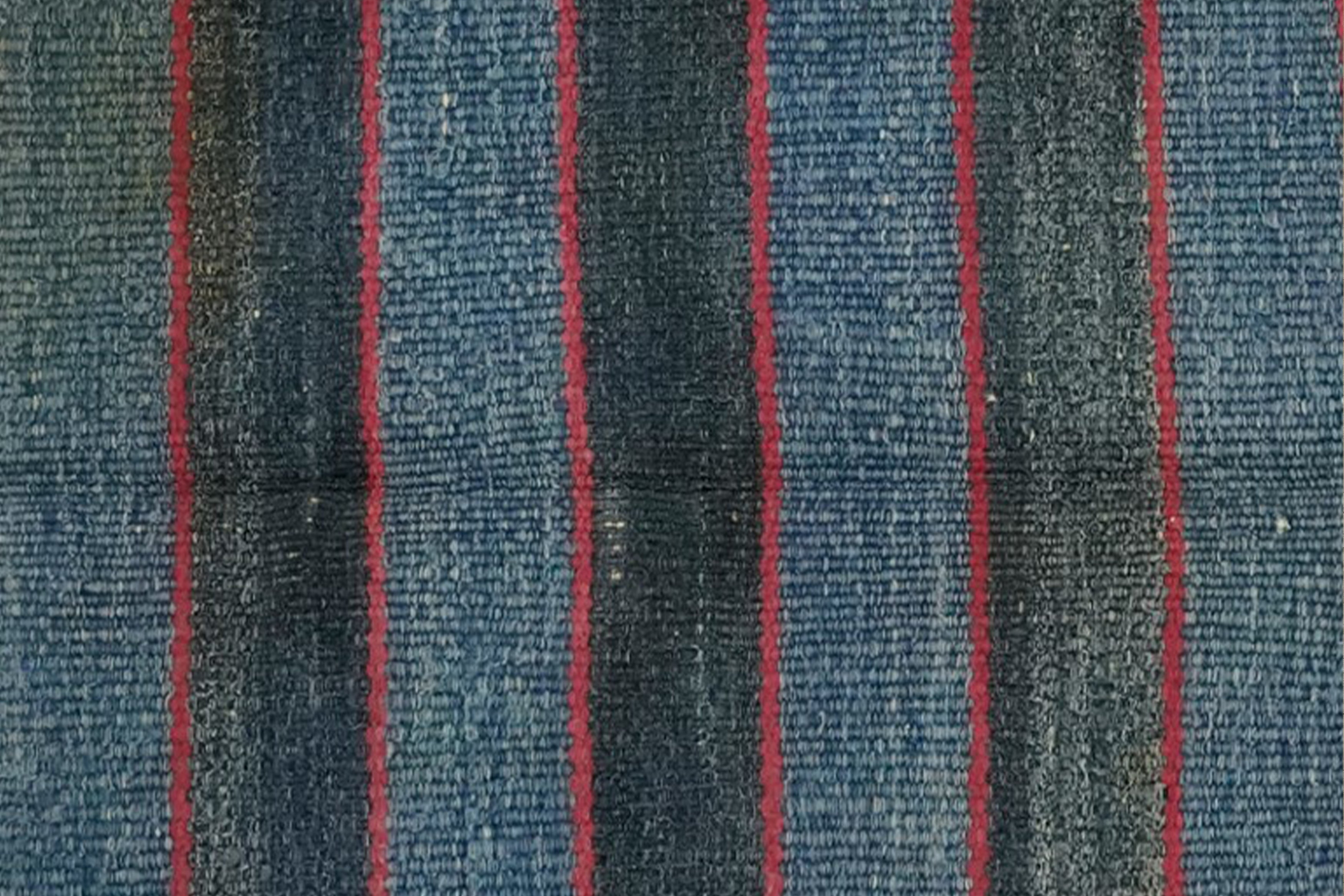 Nicky Kehoe - Blue Stripe Dhurrie Runner 3'6 X 6’