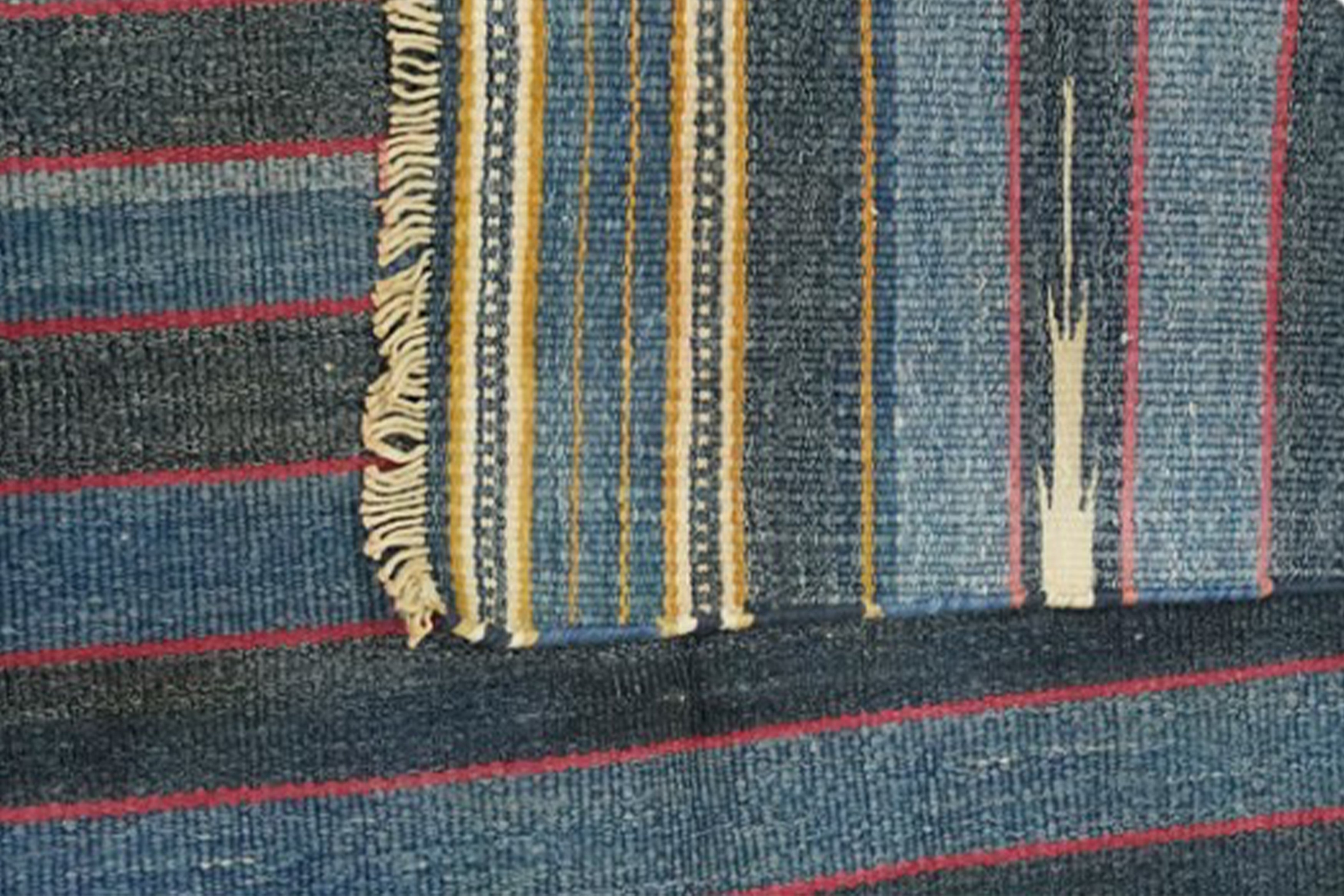 Nicky Kehoe - Blue Stripe Dhurrie Runner 3'6 X 6’