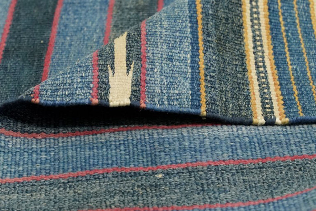 Nicky Kehoe - Blue Stripe Dhurrie Runner 3'6 X 6’