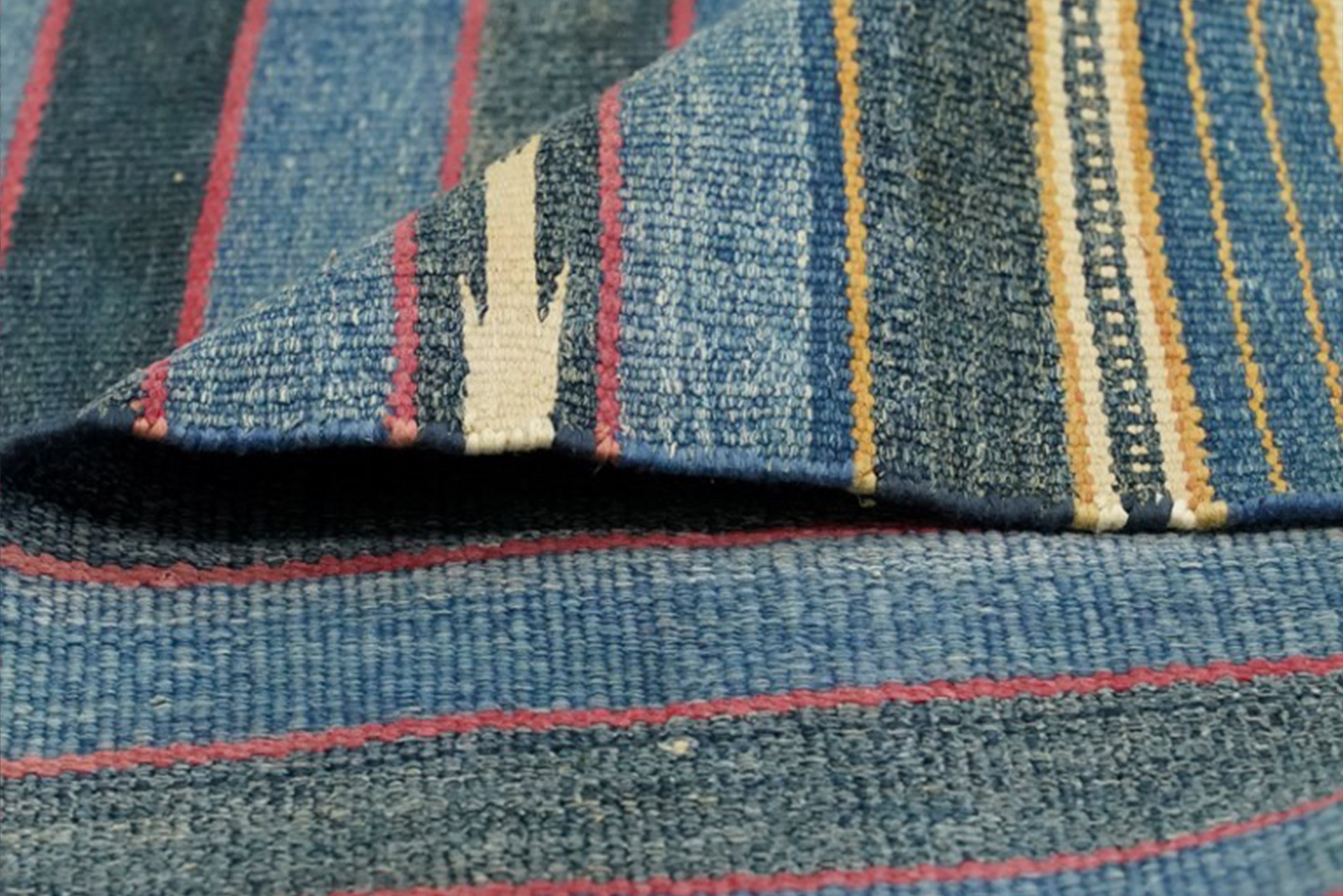 Nicky Kehoe - Blue Stripe Dhurrie Runner 3'6 X 6’