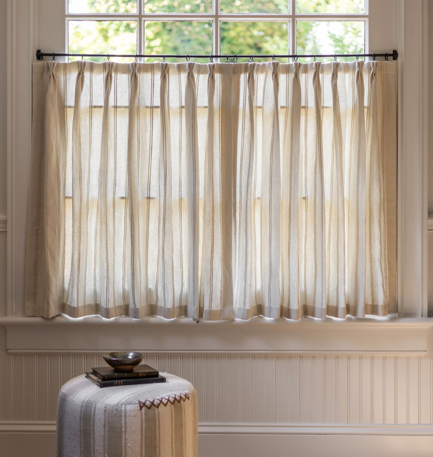 Amber Interiors - Triple Pinch Pleat Cafe Curtains & Hardware