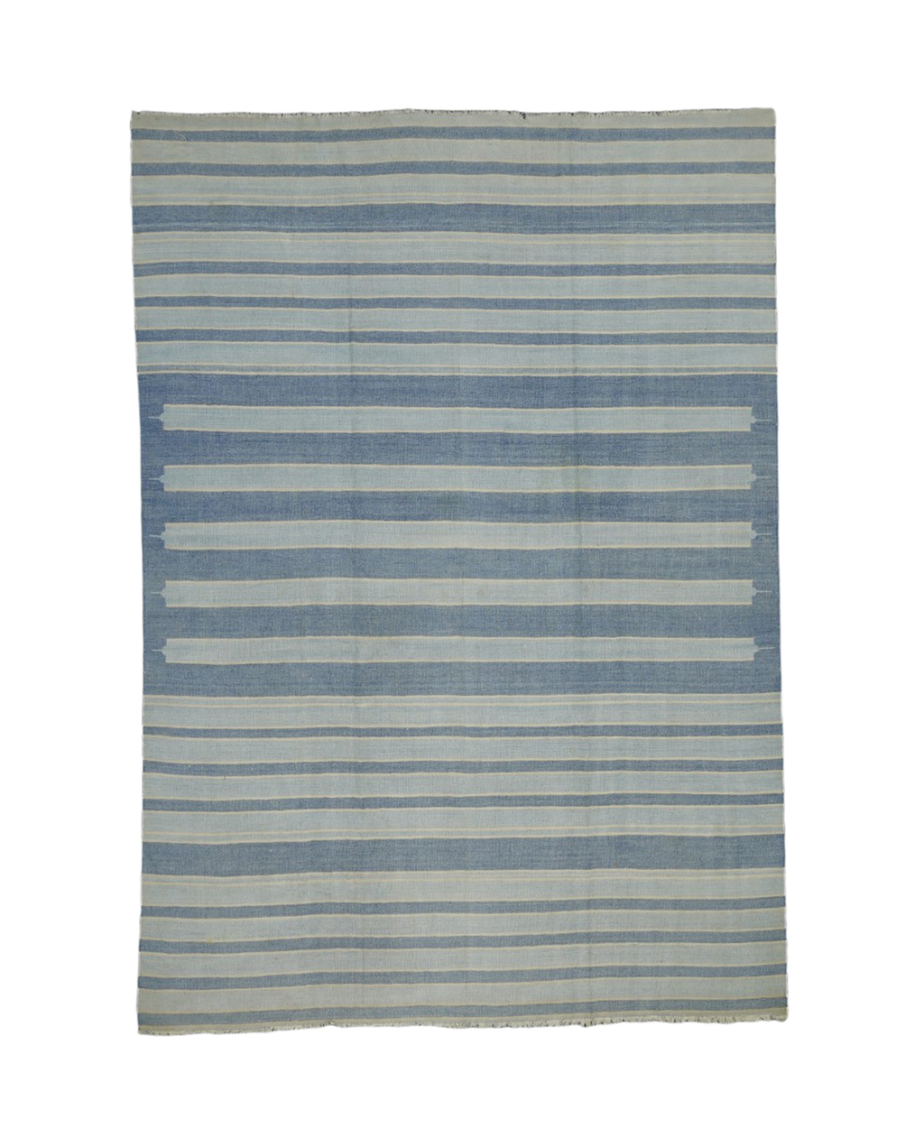 Olive Ateliers - Dhurrie Rug - Blue and Gray Stripes