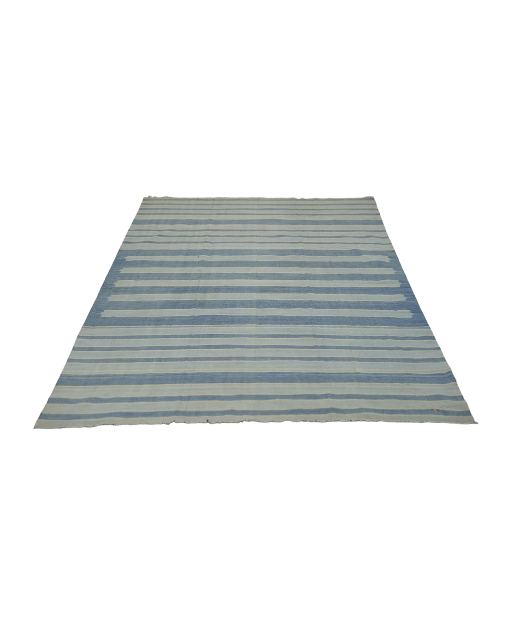 Olive Ateliers - Dhurrie Rug - Blue and Gray Stripes