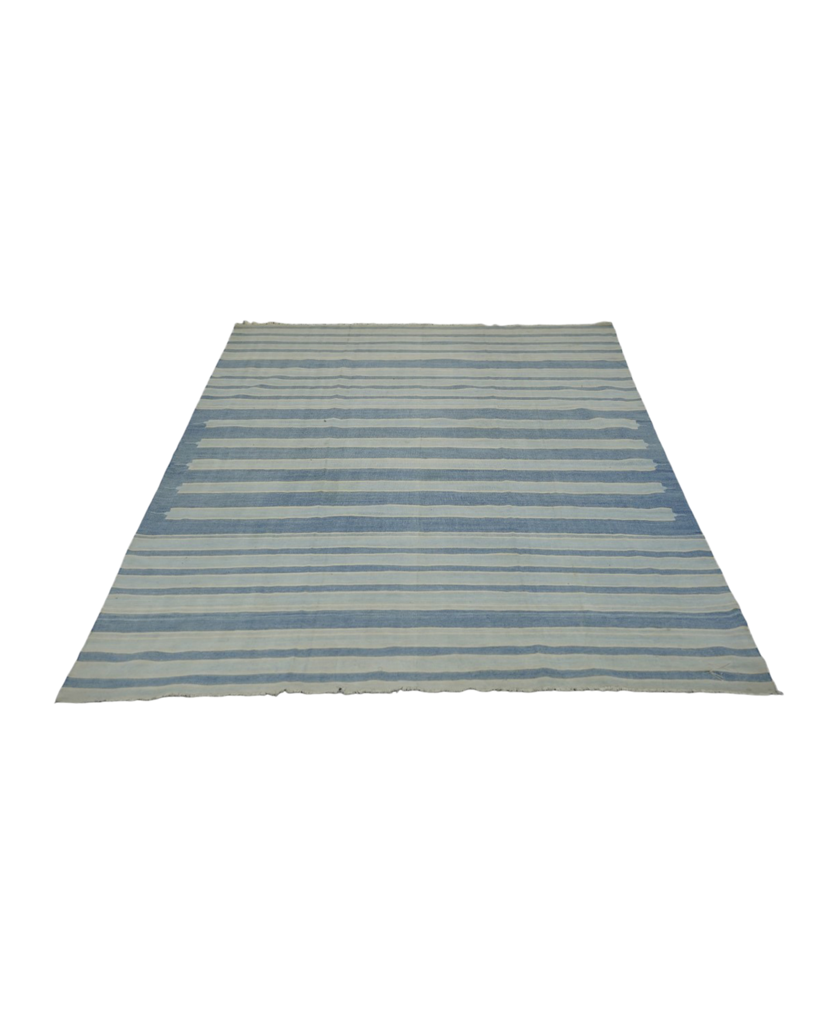 Olive Ateliers - Dhurrie Rug - Blue and Gray Stripes