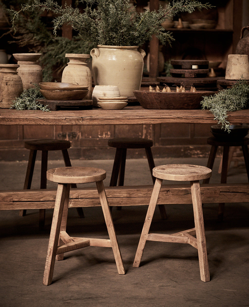 Olive Ateliers - Round Reclaimed Wood Stool