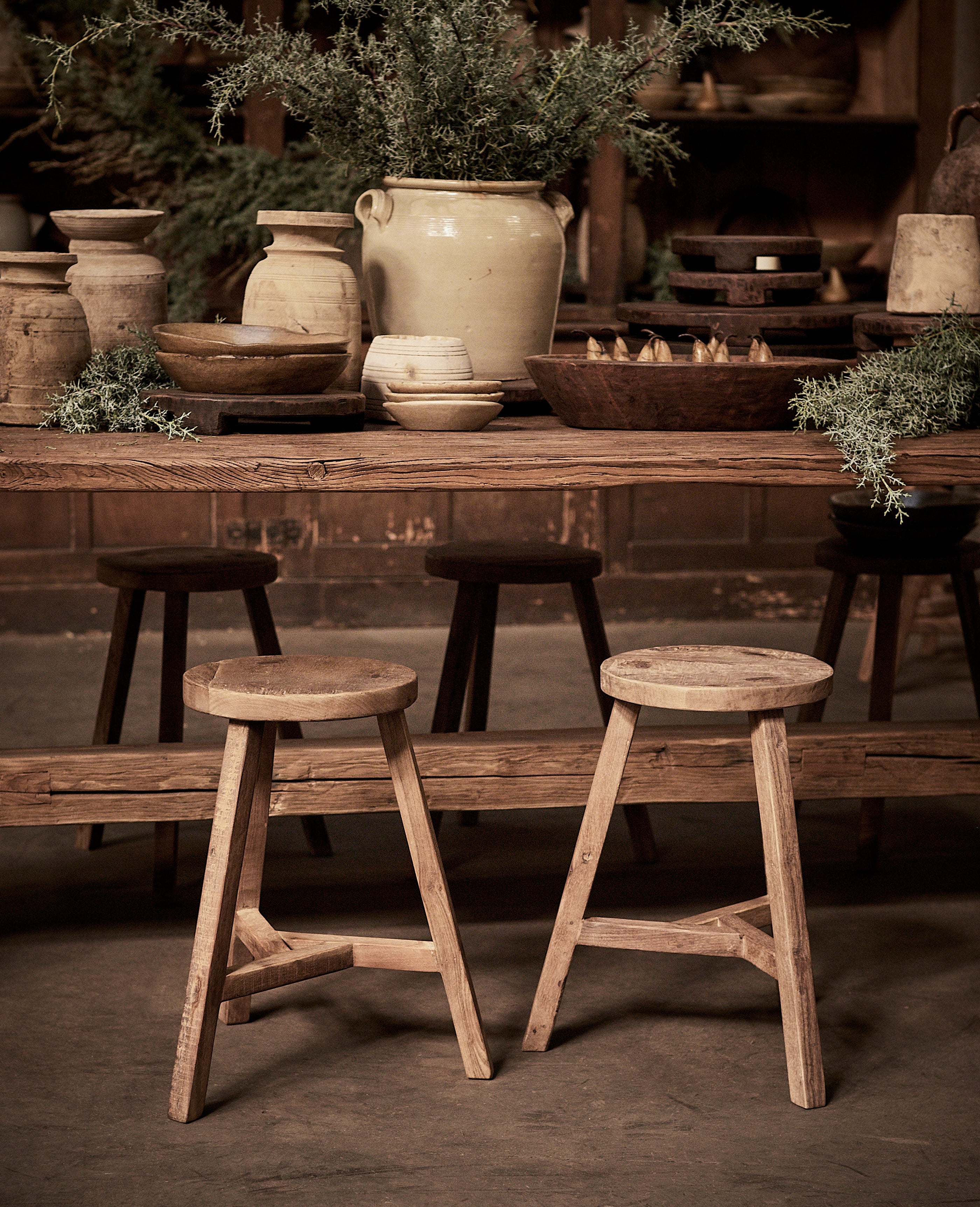 Olive Ateliers - Round Reclaimed Wood Stool