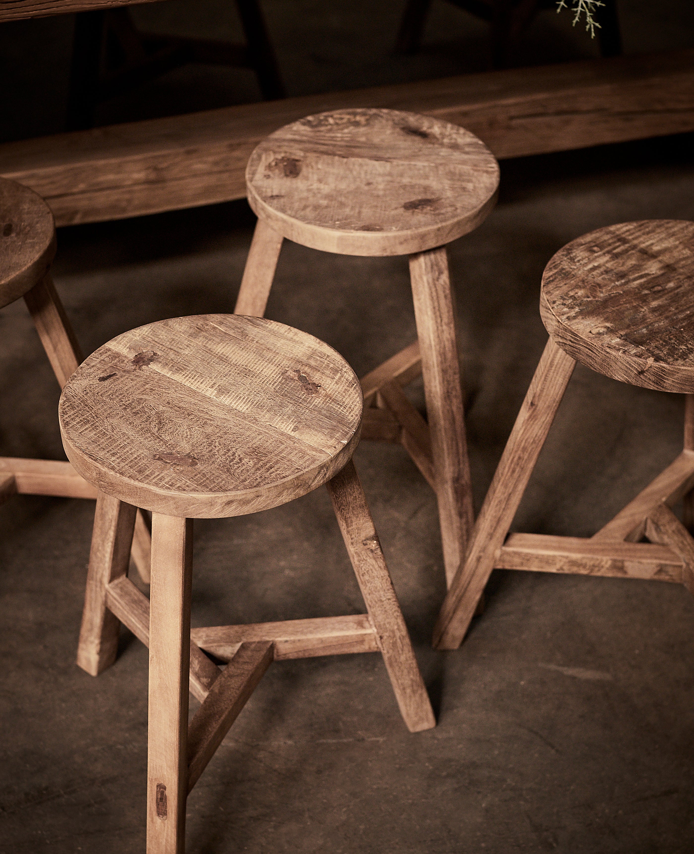 Olive Ateliers - Round Reclaimed Wood Stool