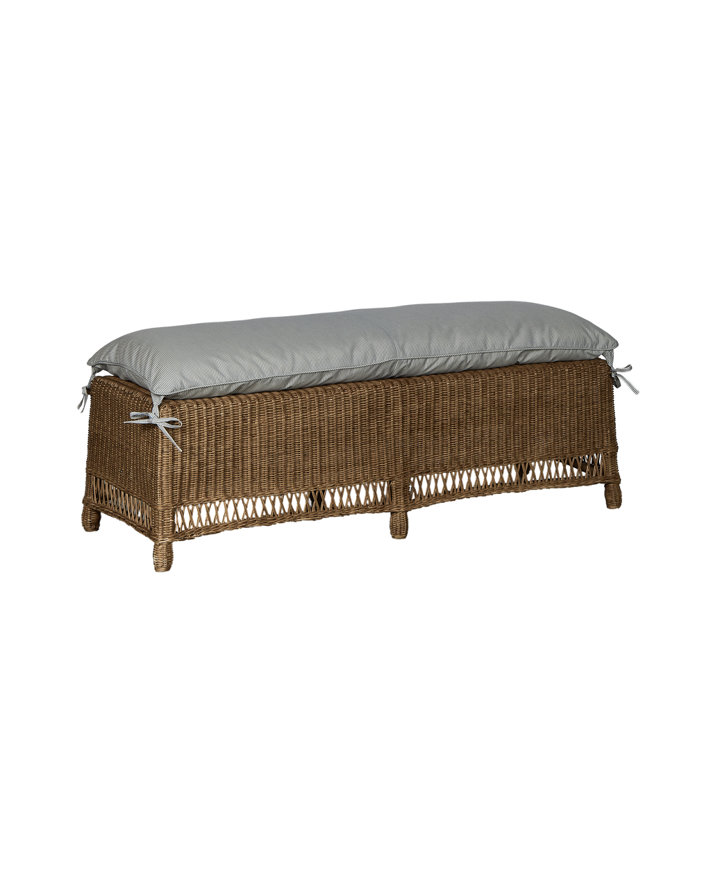 Olive Ateliers - Boxwood Rattan Bench - Bayside Stripe