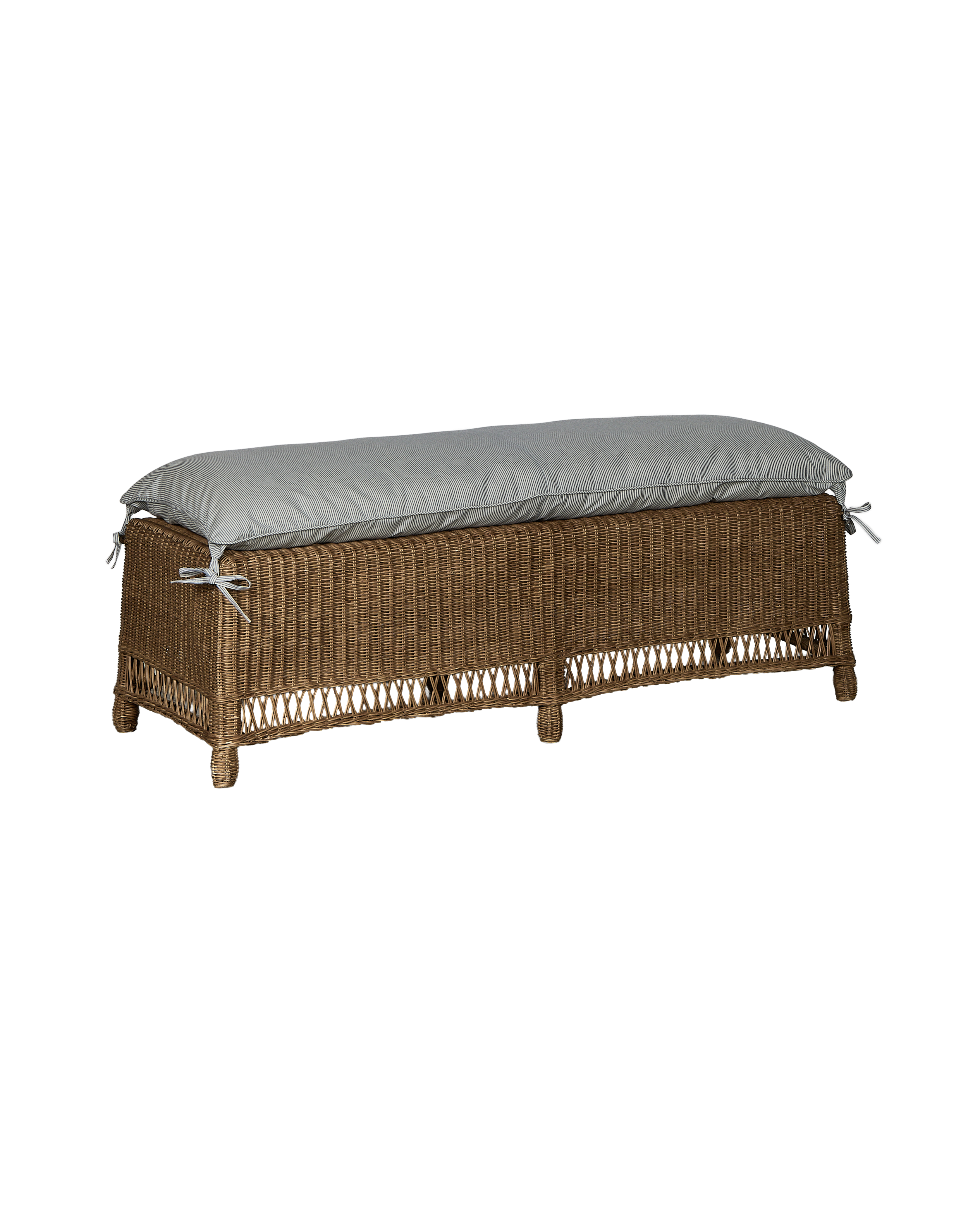 Olive Ateliers - Boxwood Rattan Bench - Bayside Stripe