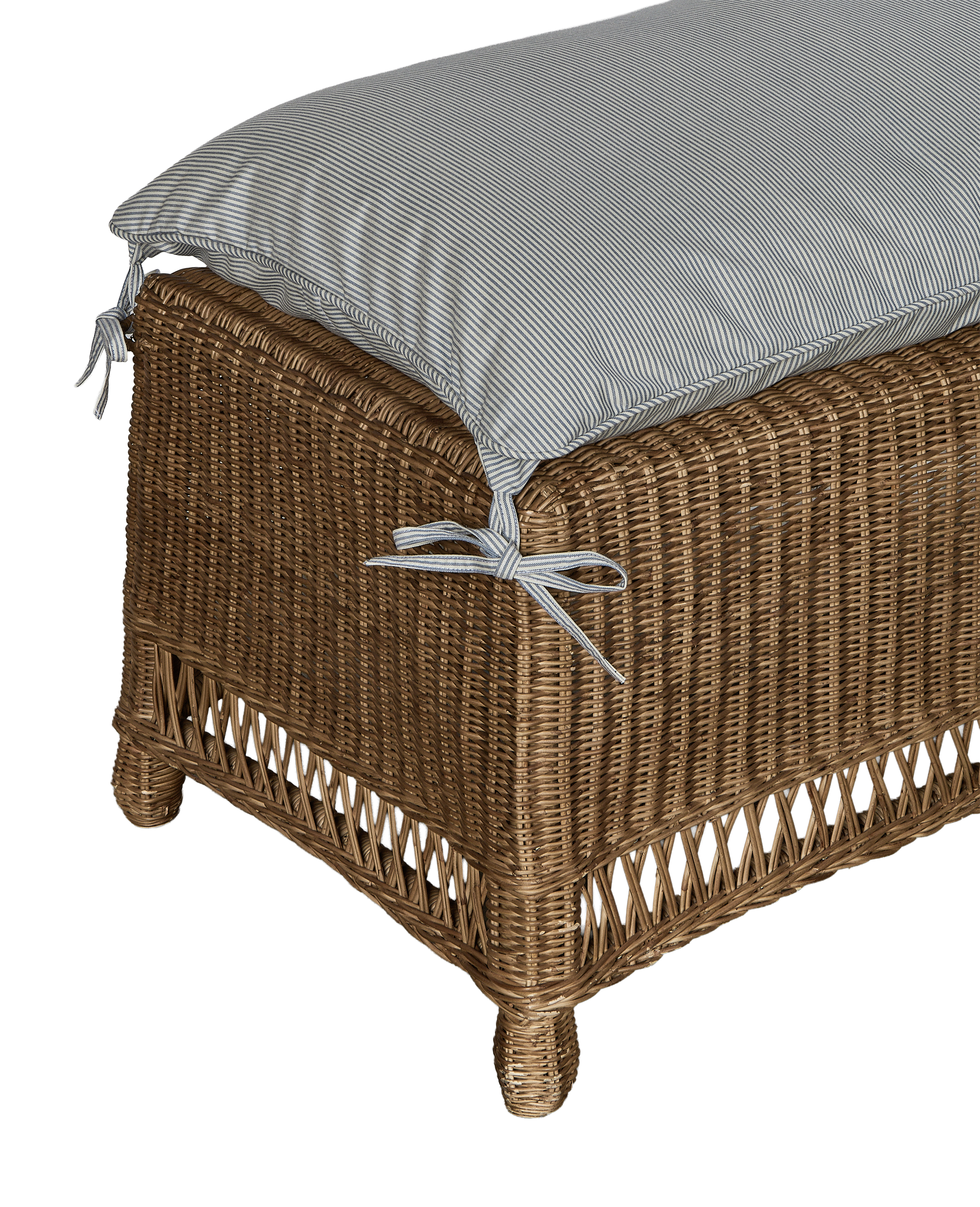 Olive Ateliers - Boxwood Rattan Bench - Bayside Stripe