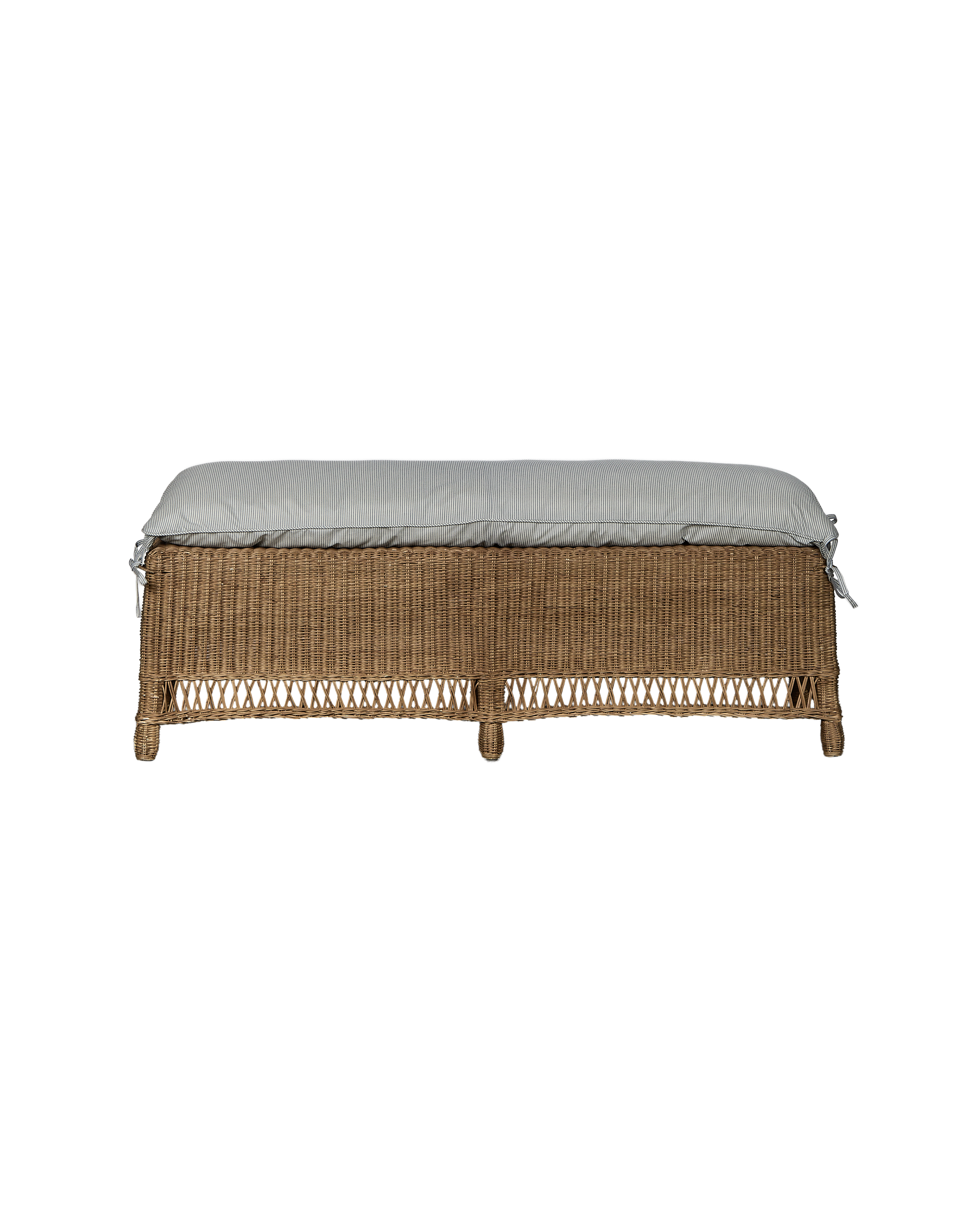 Olive Ateliers - Boxwood Rattan Bench - Bayside Stripe