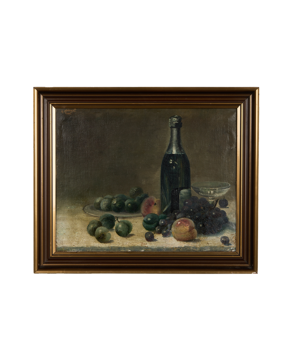 Olive Ateliers - Framed Still Life Painting - Wine Bottle