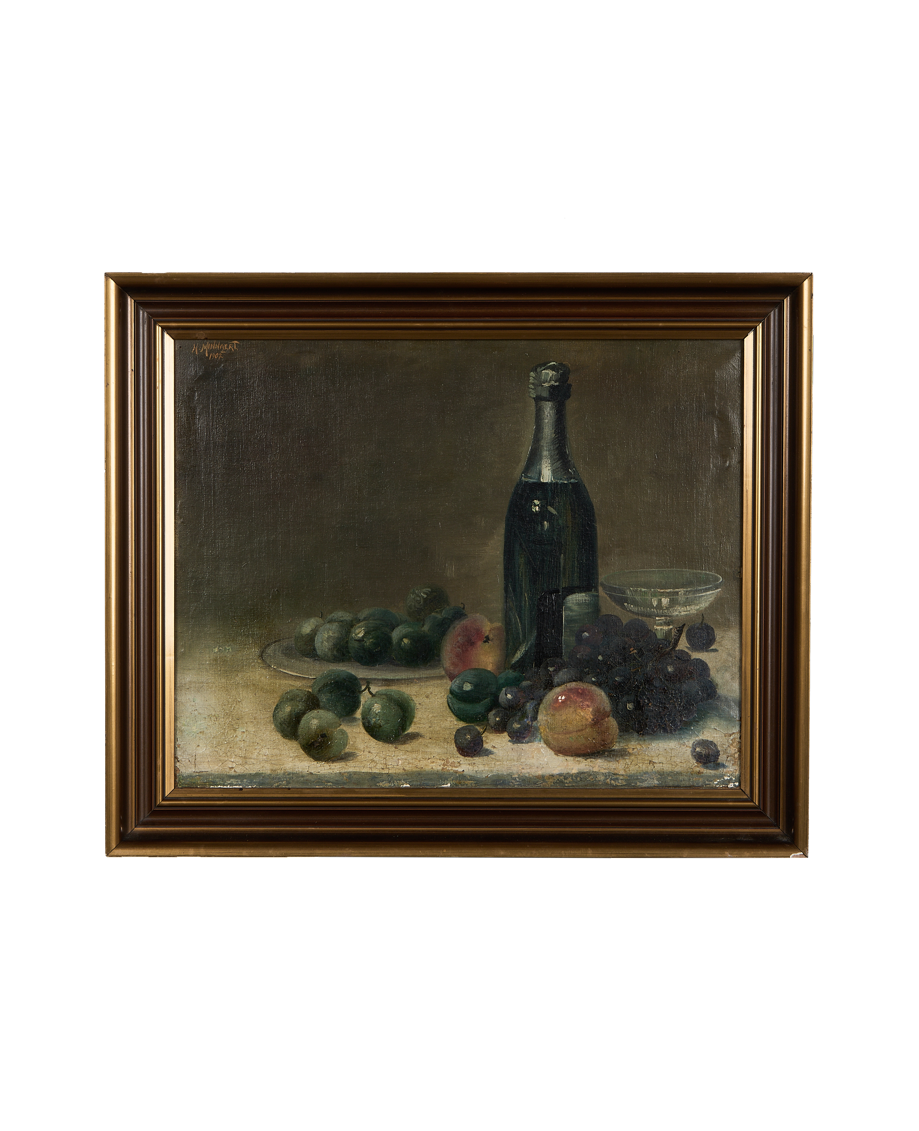 Olive Ateliers - Framed Still Life Painting - Wine Bottle