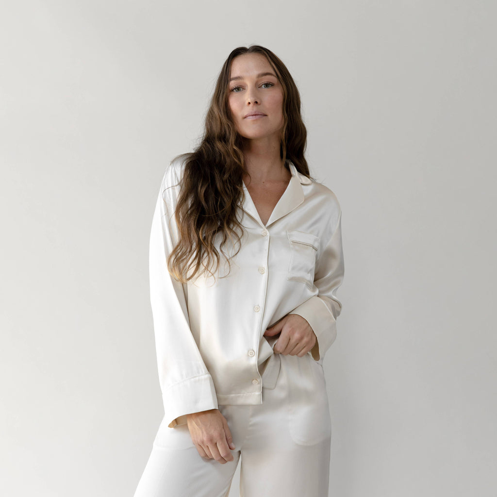 Cozy Earth - Serenity Silk Classic Long Sleeve Pajama Top - Last Chance