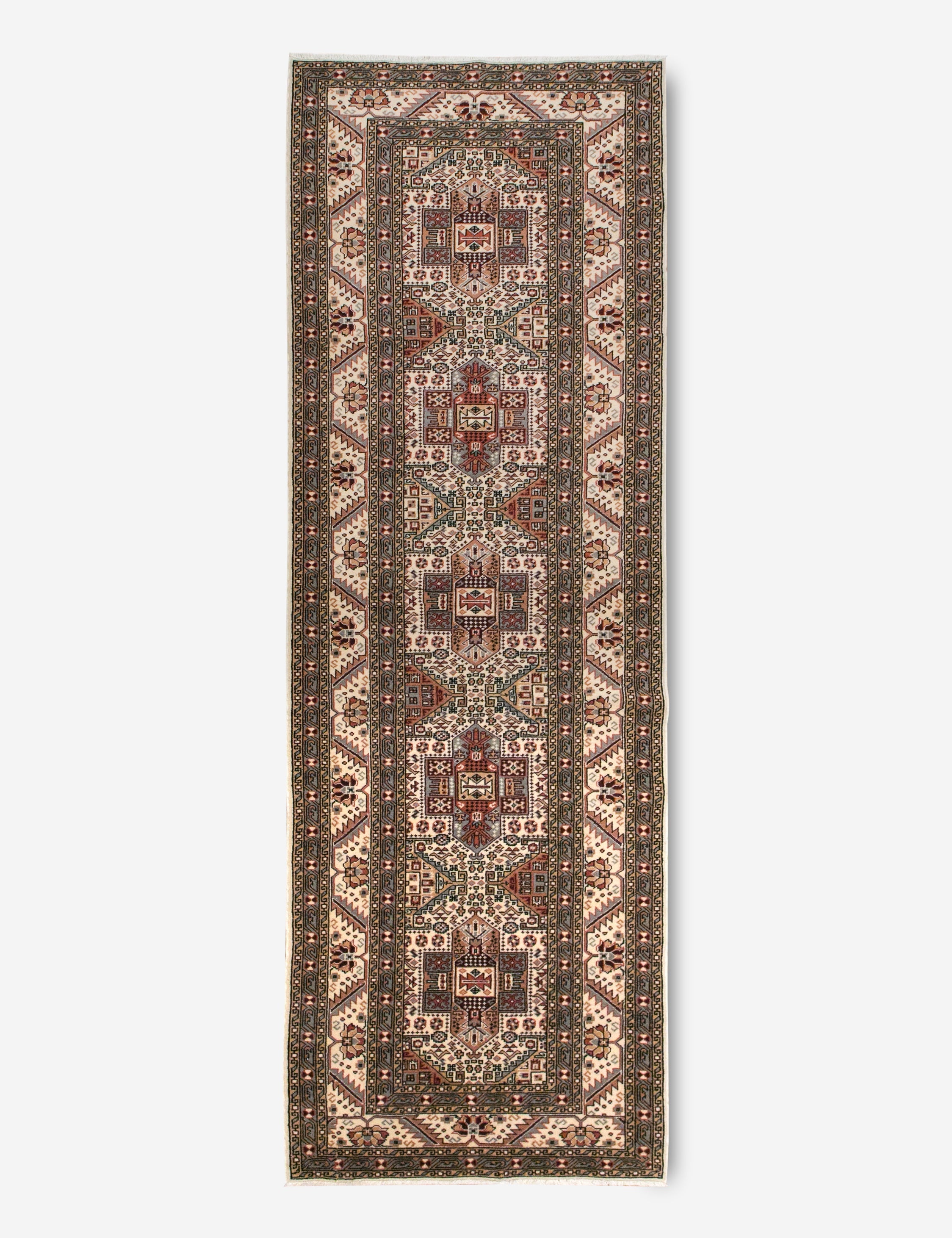 Lulu and Georgia - Vintage Turkish Hand - Knotted Wool Runner Rug No. 234, 3' x 9'8"