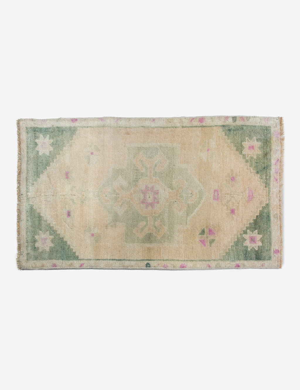 Lulu and Georgia - Vintage Turkish Hand - Knotted Wool Mini Rug No. 296, 1'9" x 3'