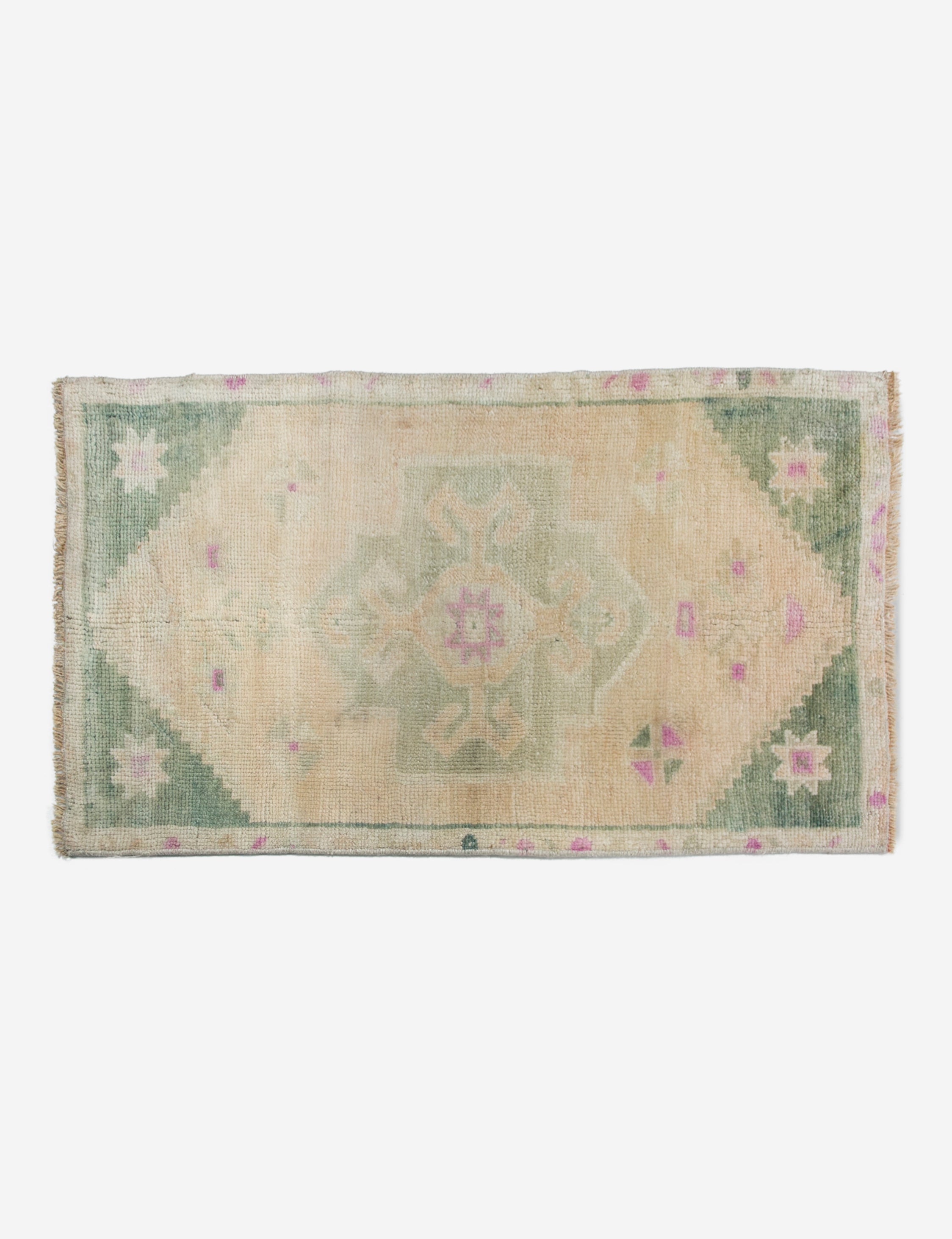 Lulu and Georgia - Vintage Turkish Hand - Knotted Wool Mini Rug No. 296, 1'9" x 3'