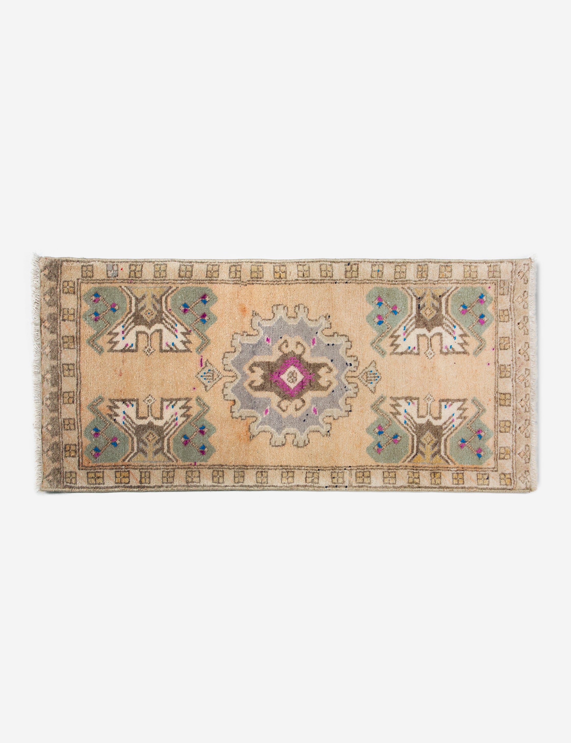 Lulu and Georgia - Vintage Turkish Hand - Knotted Wool Mini Rug No. 297, 1'7" x 3'5"