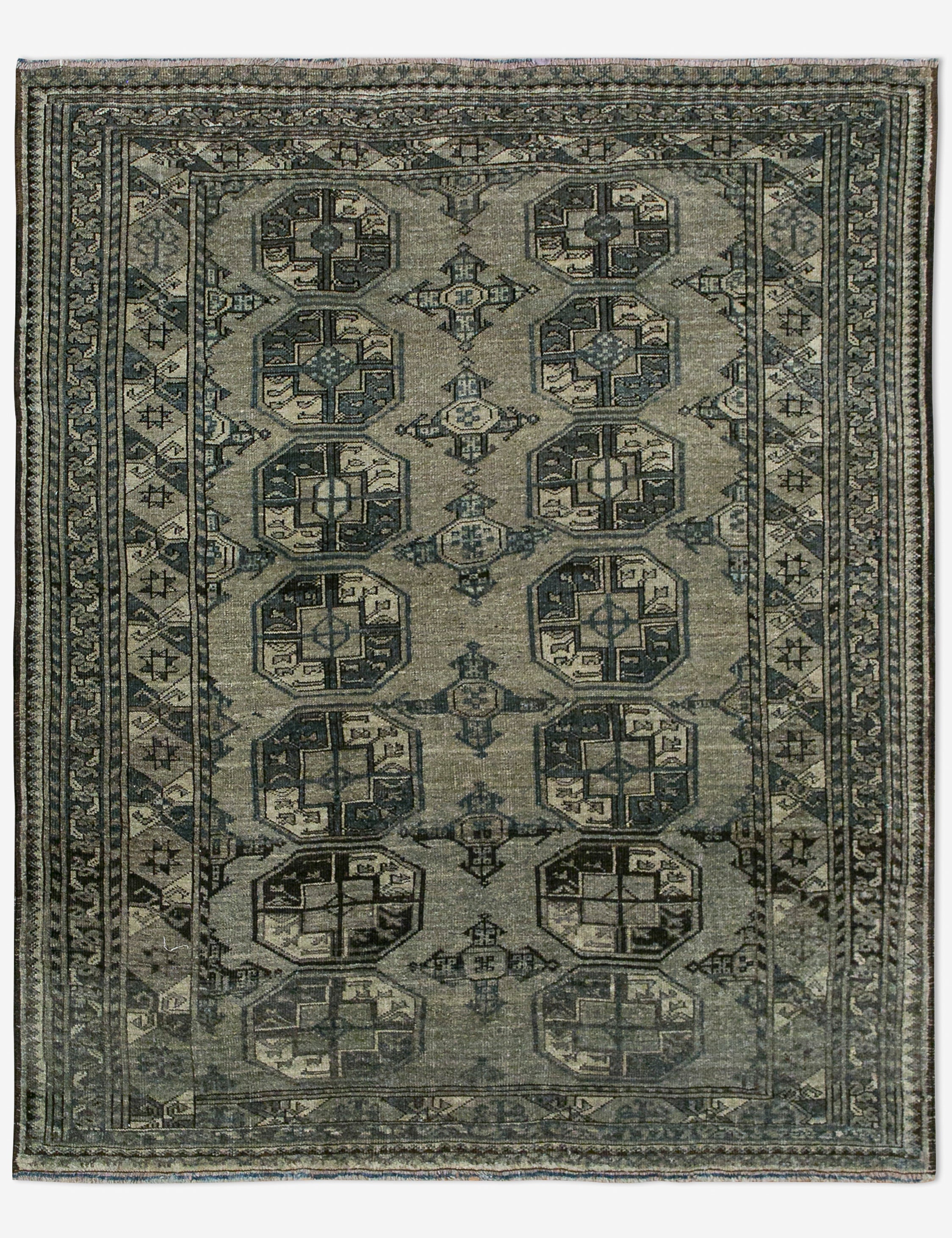 Lulu and Georgia - Vintage Turkish Hand - Knotted Wool Rug No. 460, 4'6" x 5'2"