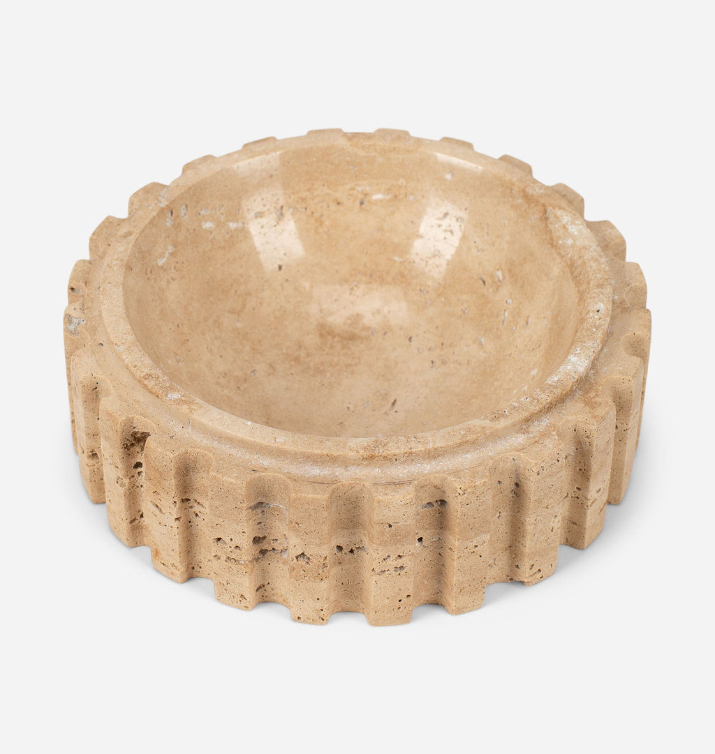 Amber Interiors - Athens Round Travertine Catchall