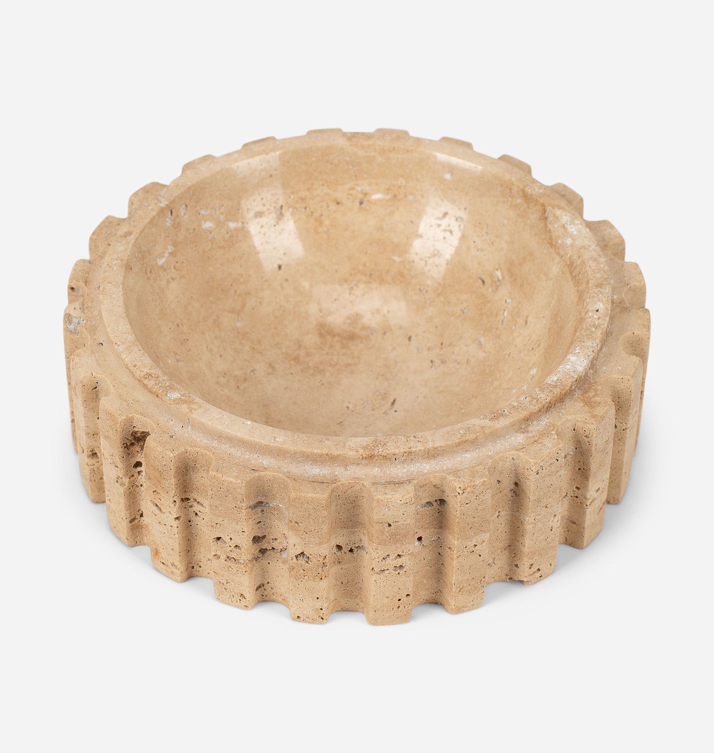 Amber Interiors - Athens Round Travertine Catchall