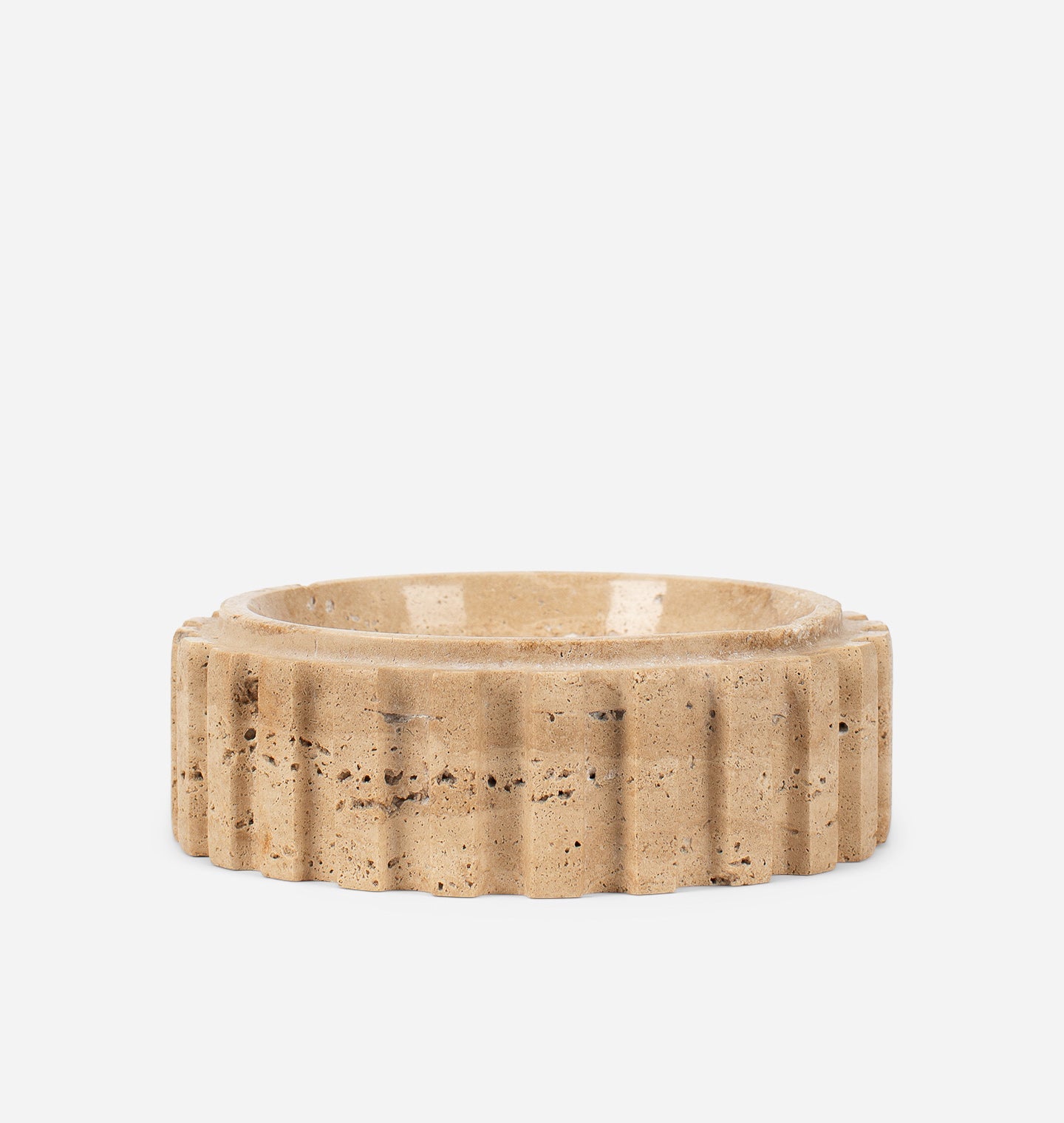 Amber Interiors - Athens Round Travertine Catchall