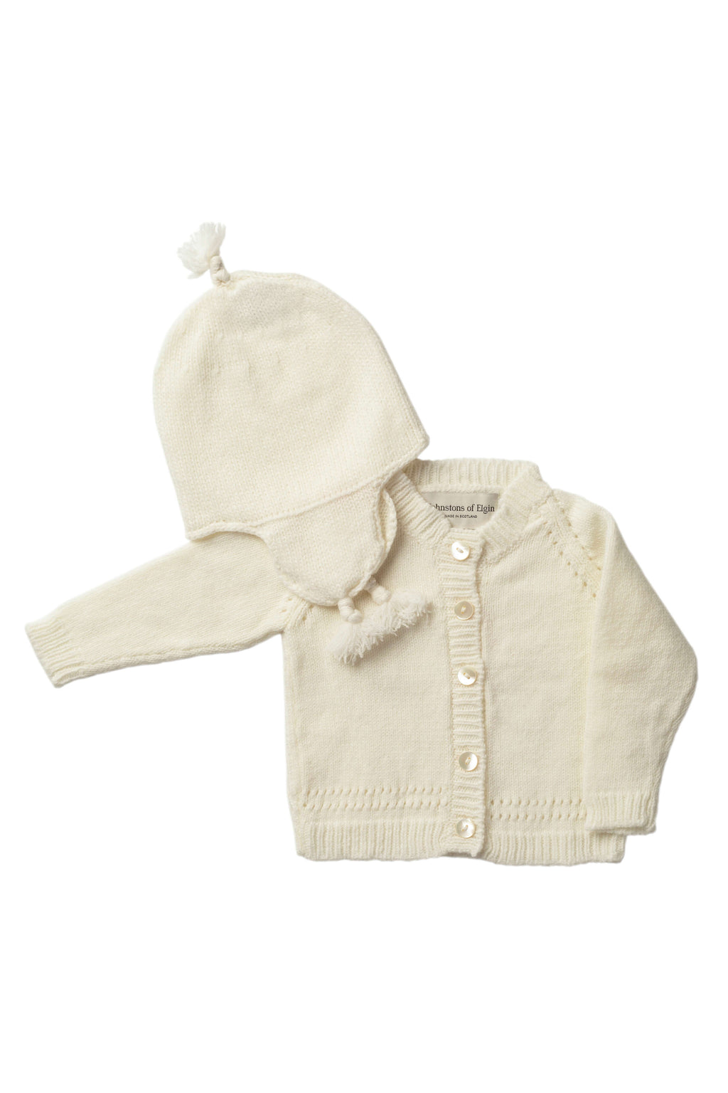 Johnstons of Elgin - Baby's White Cashmere Cardigan Gift Set