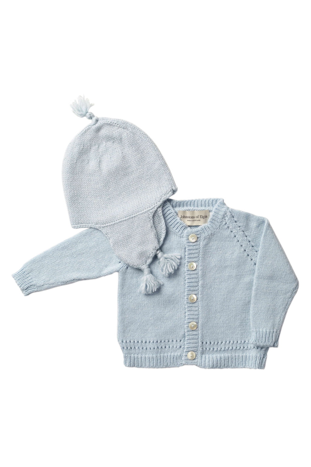 Johnstons of Elgin - Baby's Blue Cashmere Cardigan Gift Set