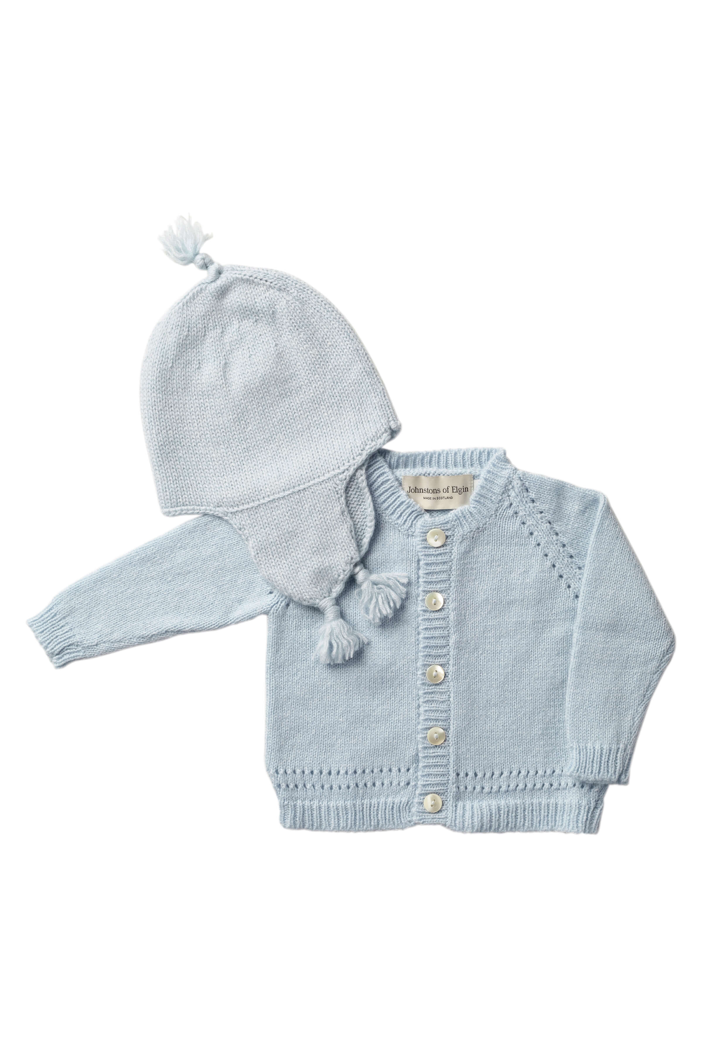 Johnstons of Elgin - Baby's Blue Cashmere Cardigan Gift Set