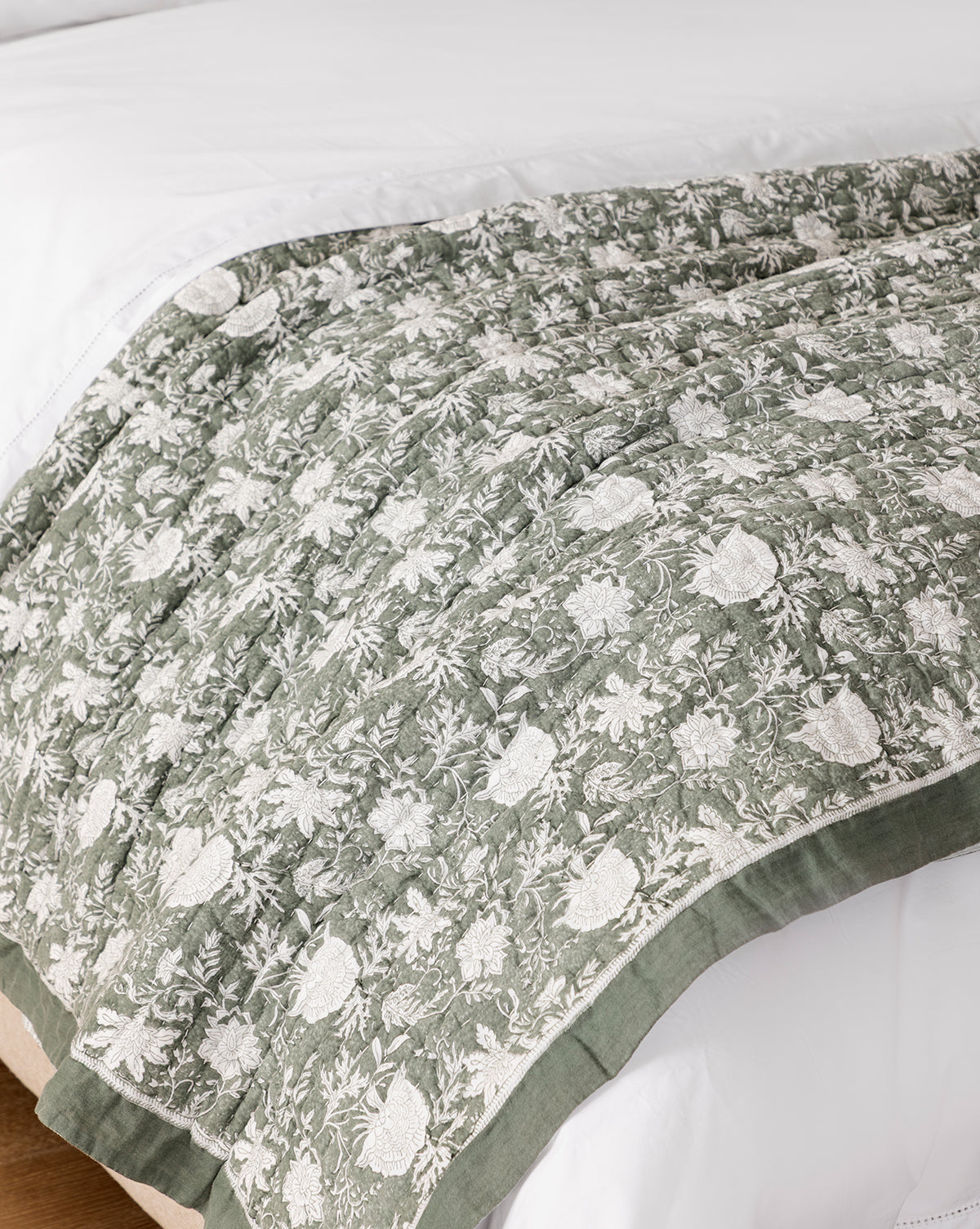 McGee & Co - Audrey Sage Block Print Quilt